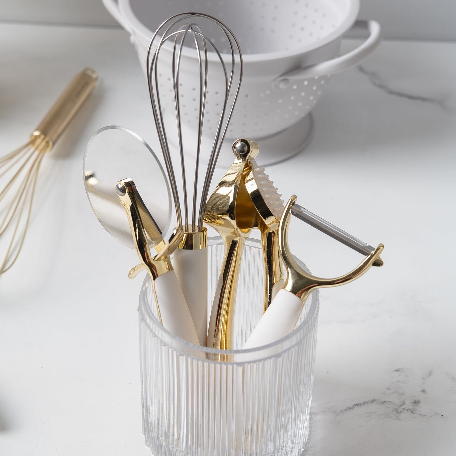 White and Gold Kitchen Tool Set - Styled Settings