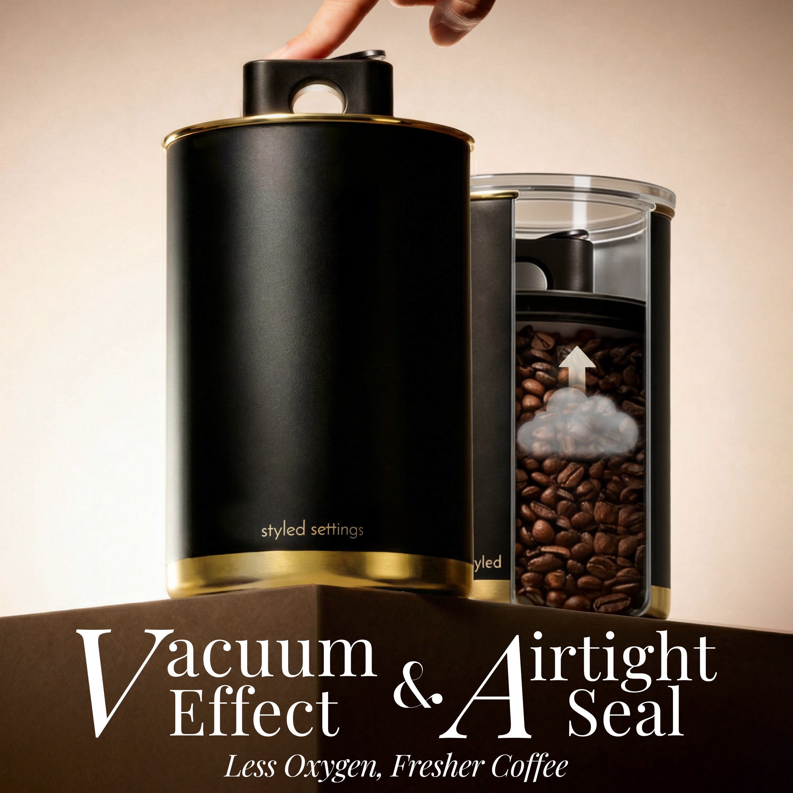 Black and Gold Coffee Canister