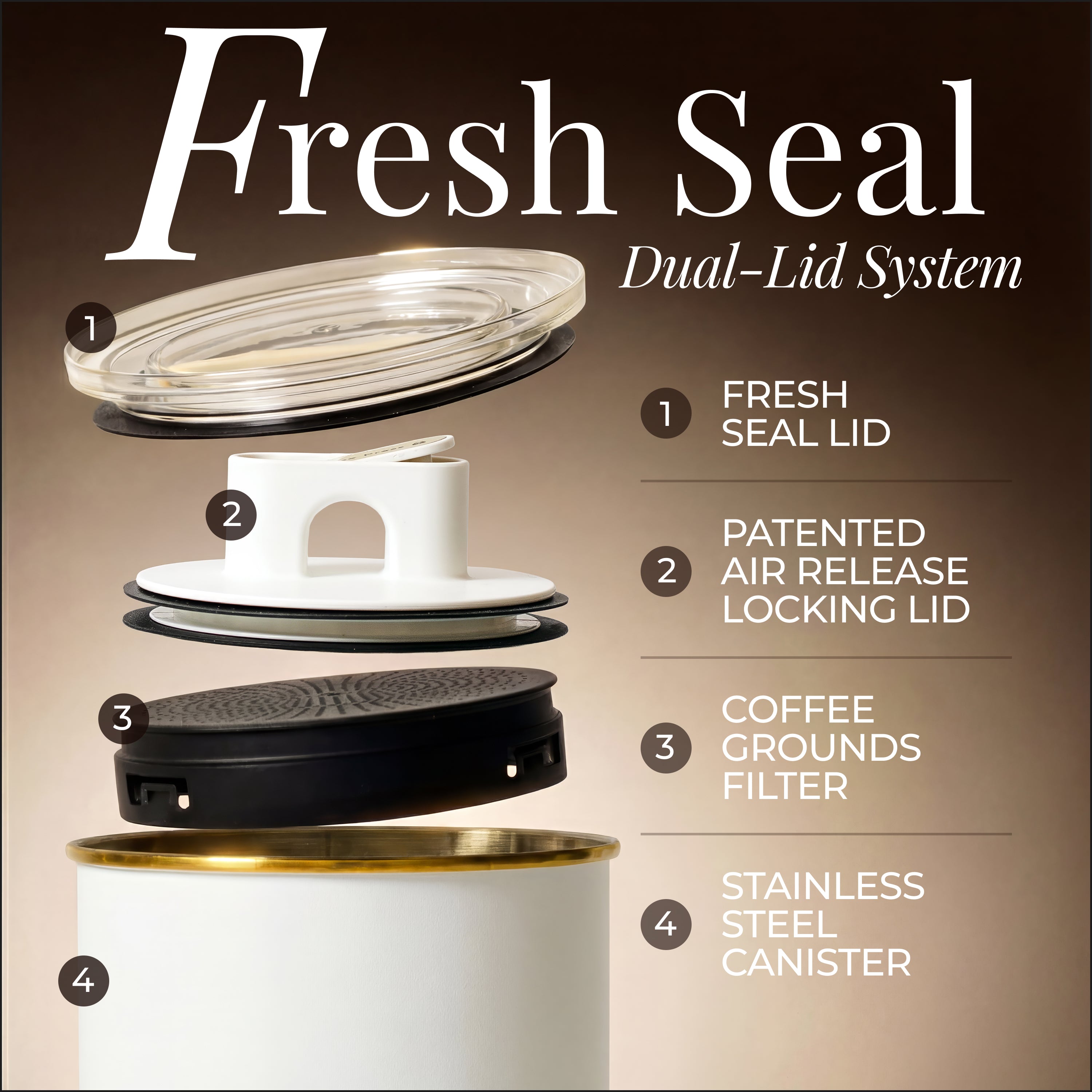 White and Gold Coffee Canister