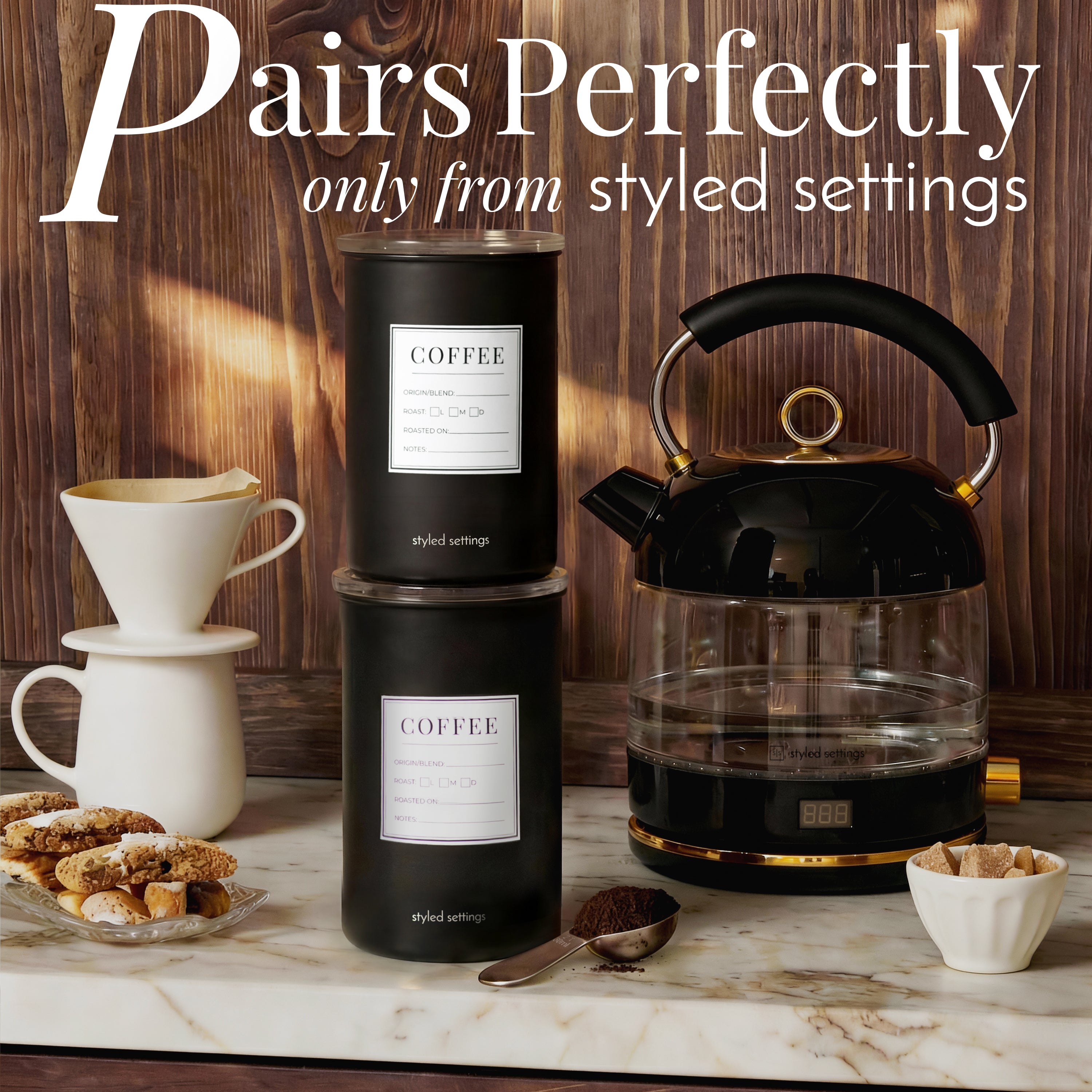 Black Coffee Canisters (Set of 2)