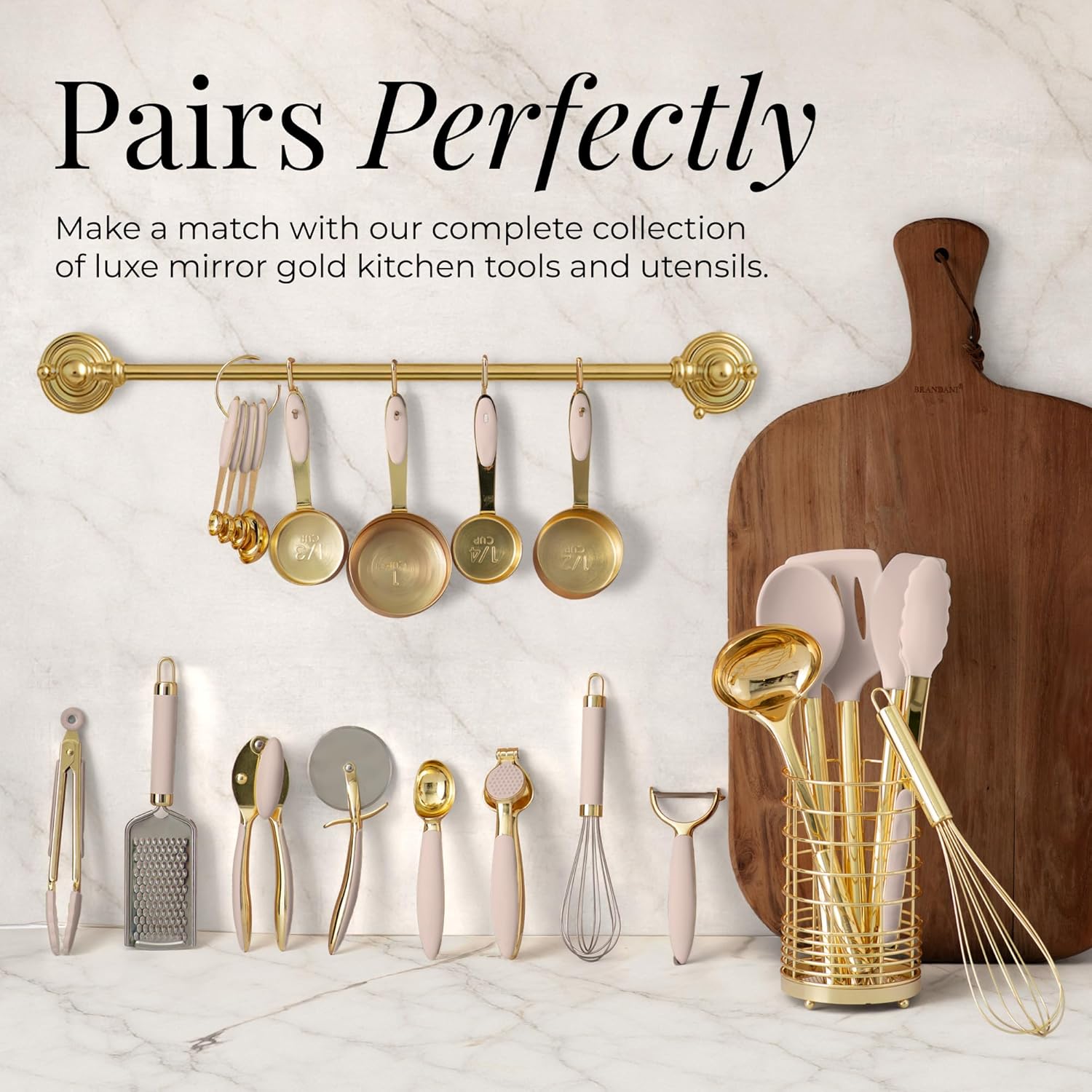 Beige and Gold Measuring Cups and Spoons Set