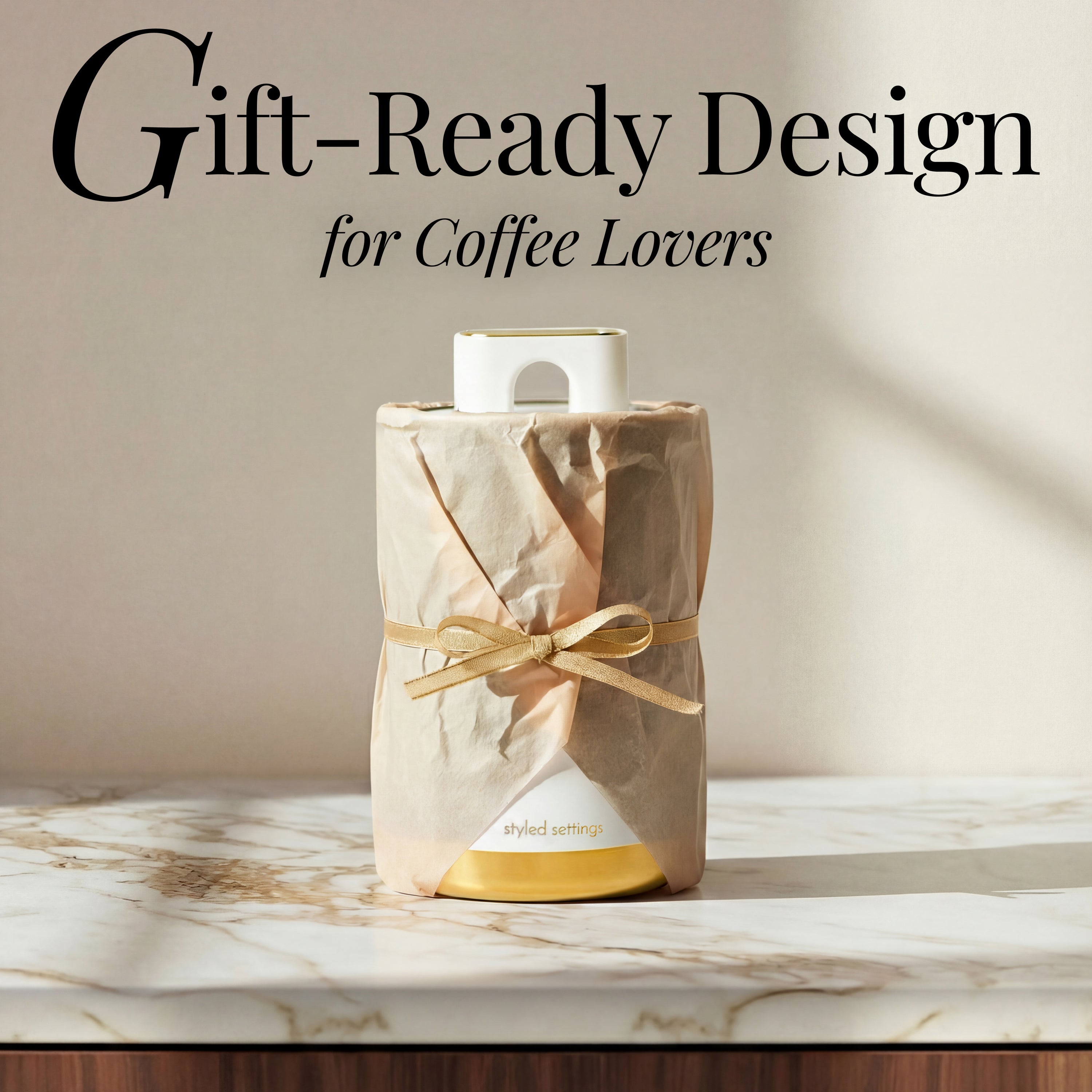 White and Gold Coffee Canisters (Set of 2)