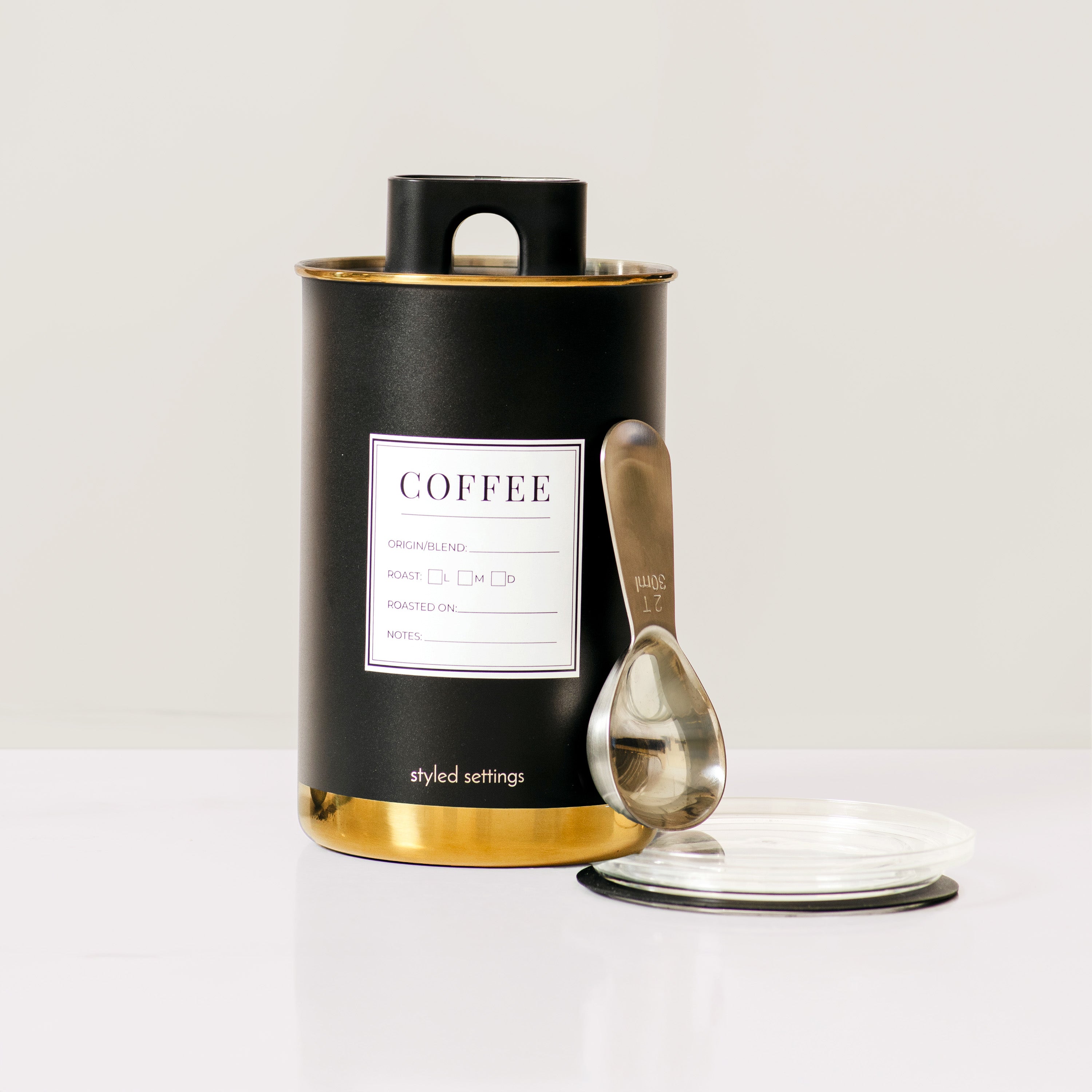 Black and Gold Coffee Canister