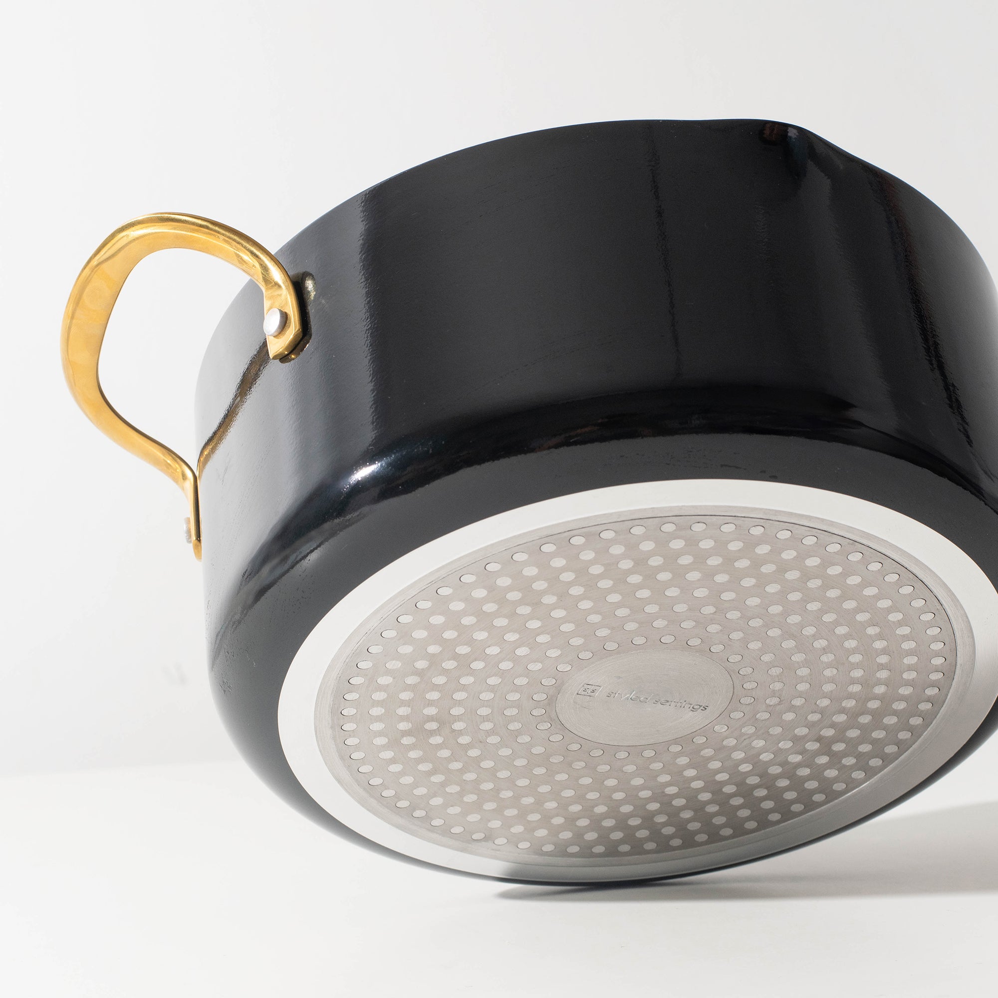 Black and Gold Nonstick Pots and Pans Set - Styled Settings