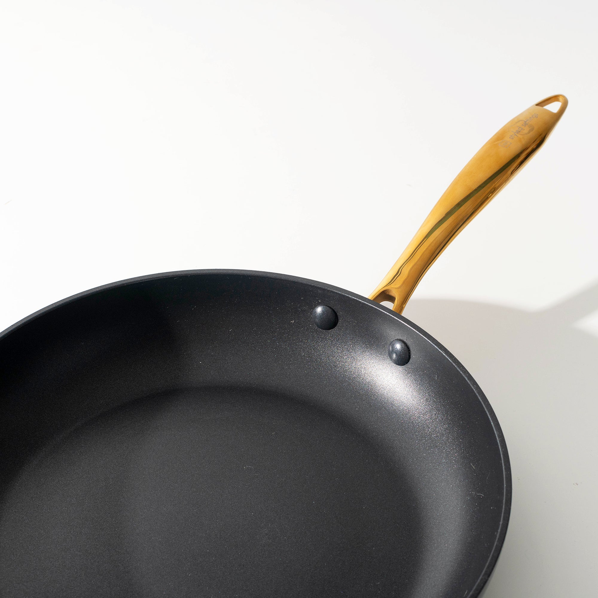 Black and Gold Nonstick Pots and Pans Set - Styled Settings