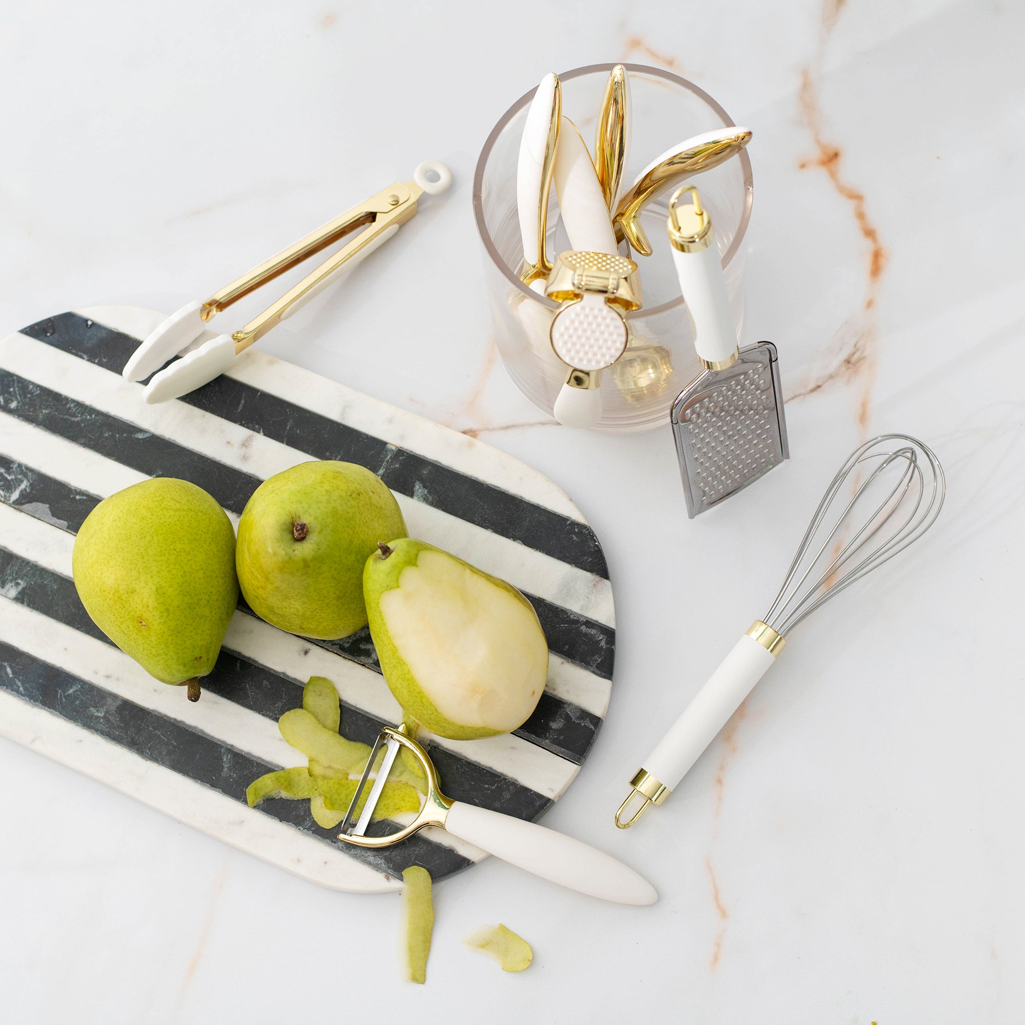 White and Gold Kitchen Tools Set - Styled Settings
