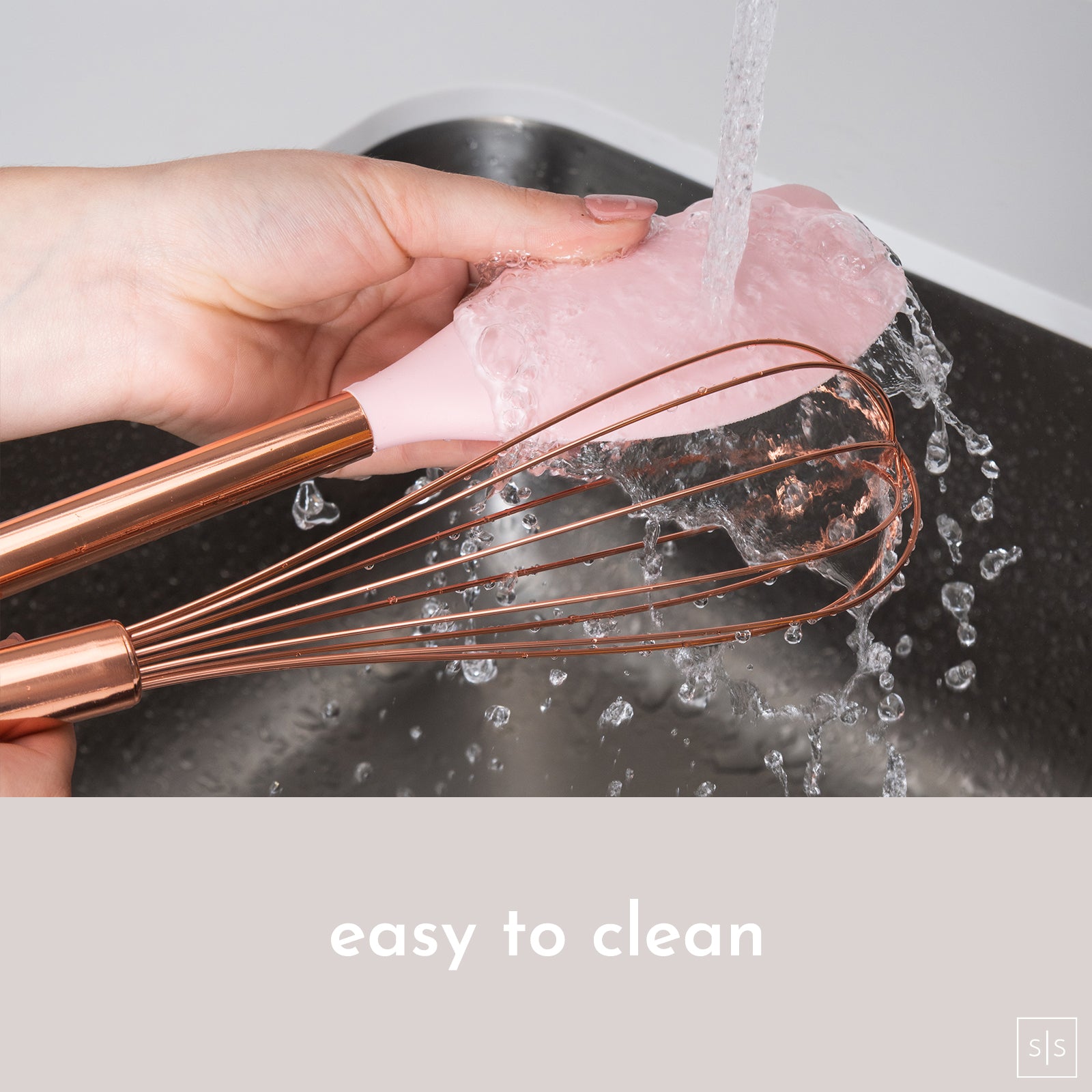 Pink and Copper Kitchen Utensils Set with Holder