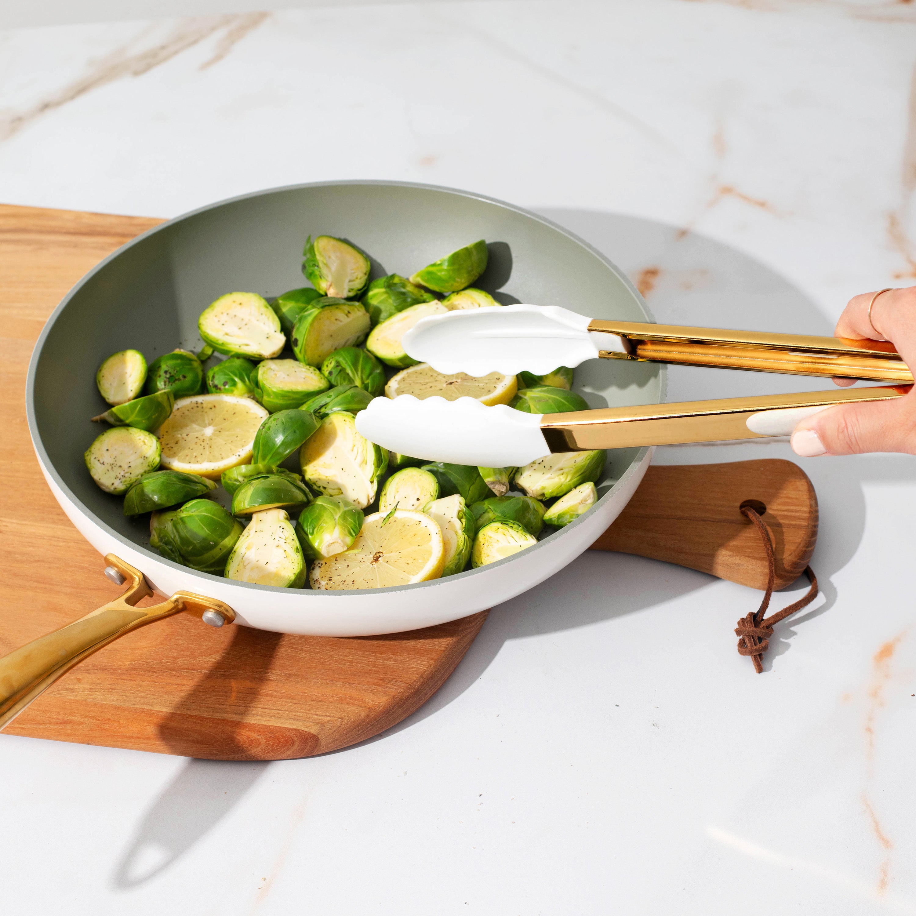 White and Vintage Gold Kitchen Utensils Duo - Styled Settings