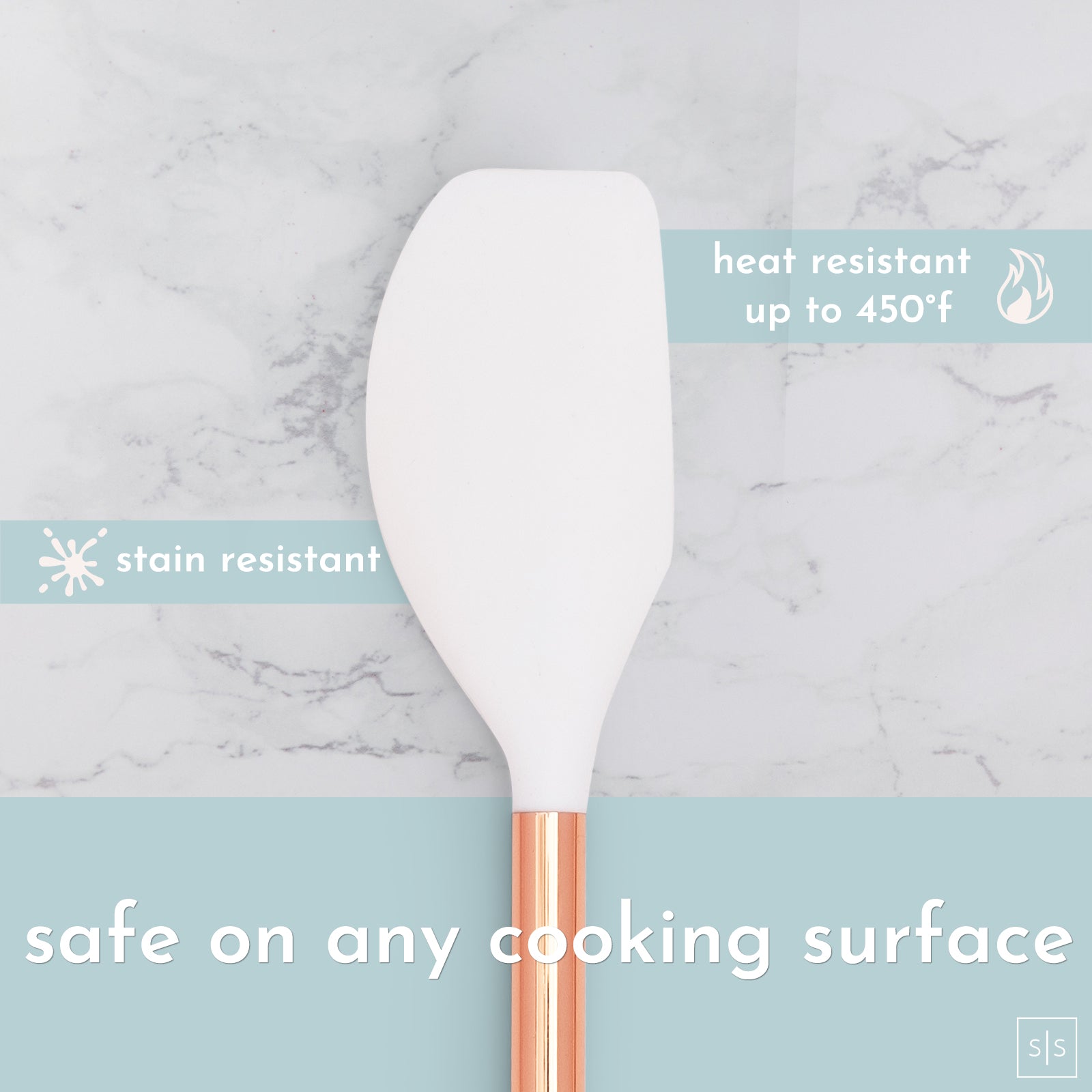 White and Copper Kitchen Utensils Set with Holder