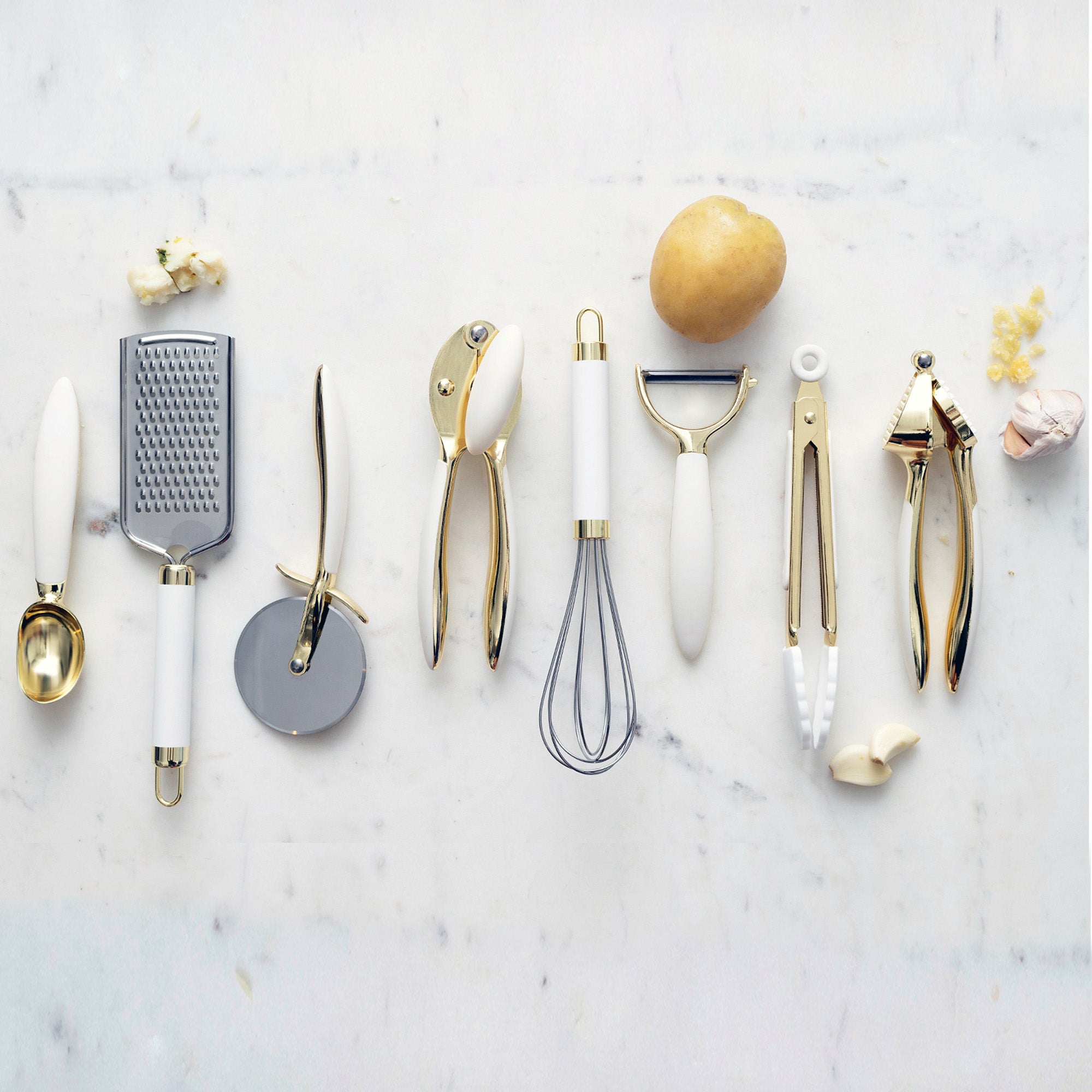 White and Gold Kitchen Tool Set - Styled Settings