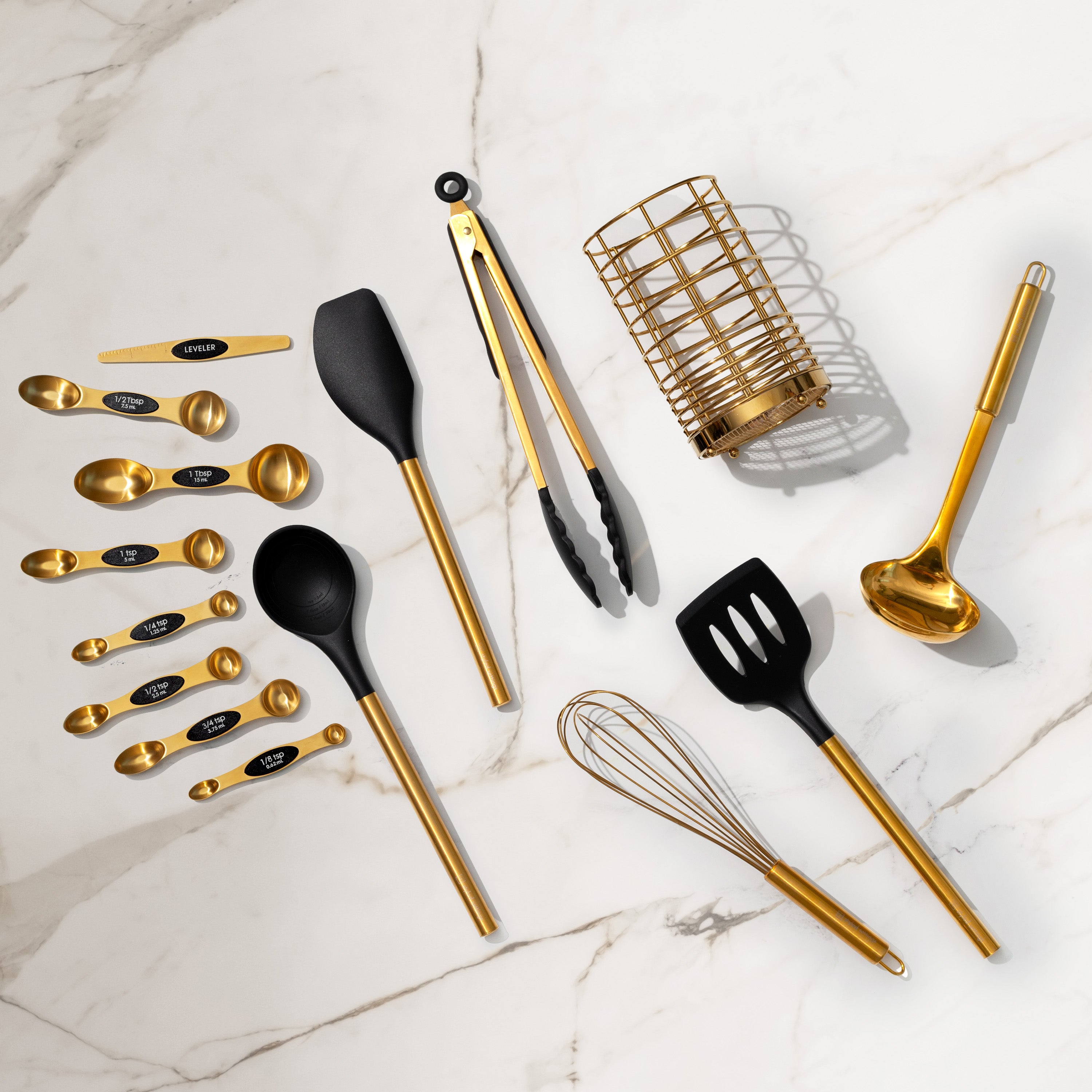 Black and Gold Kitchen Tools Set - Styled Settings