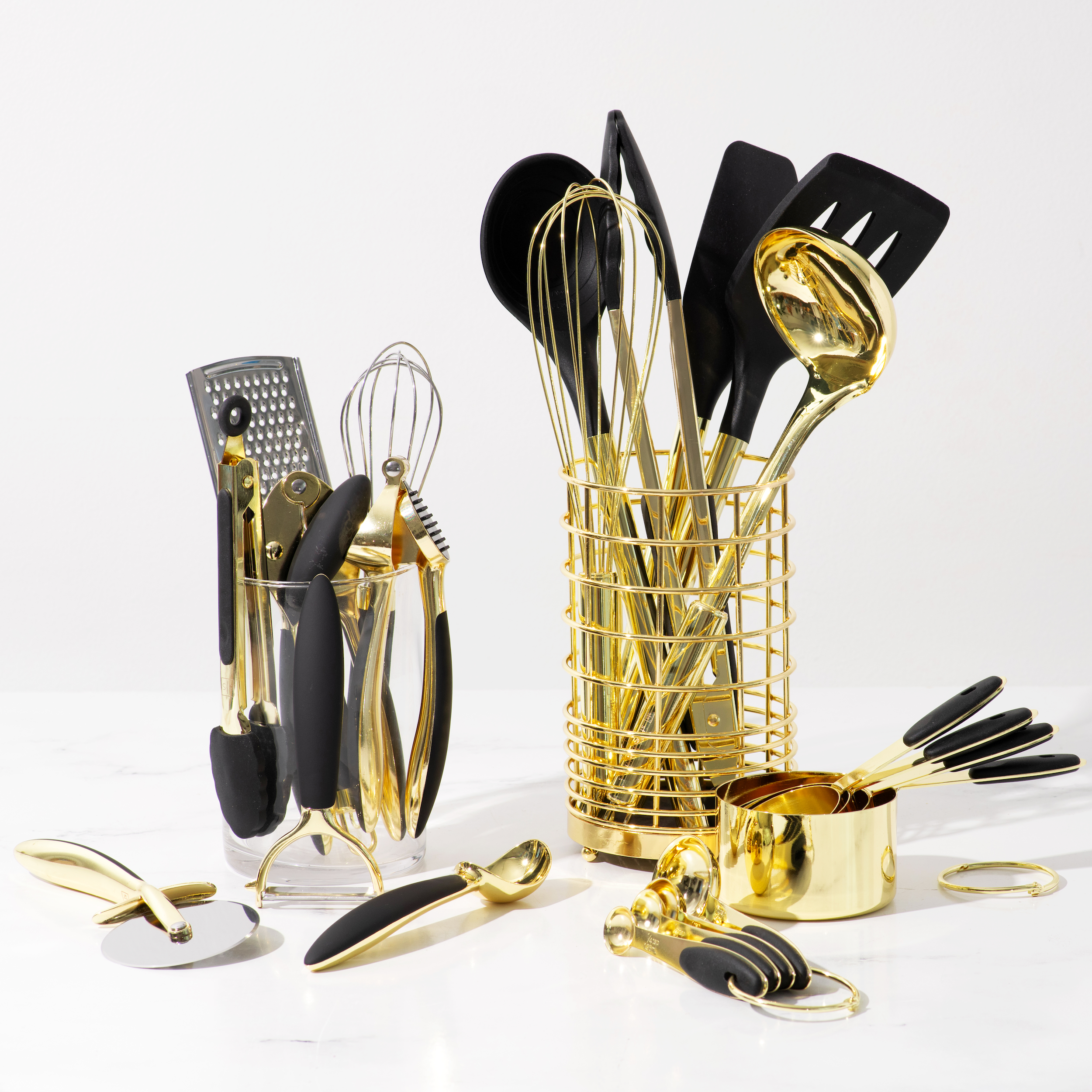 Black and Light Gold Complete Kitchen Utensils Set