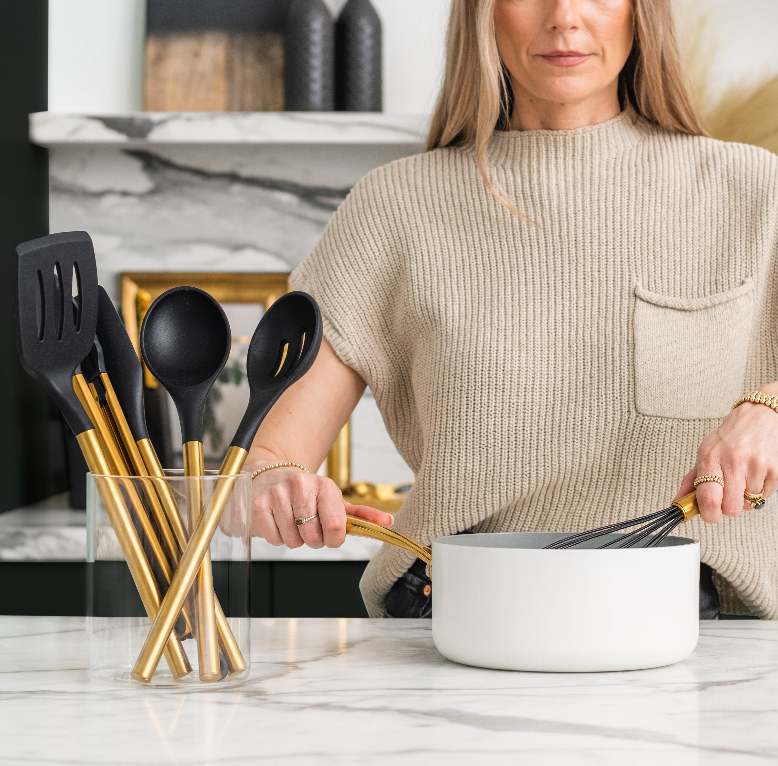 Black and Gold Complete Kitchen Utensils Set - Styled Settings