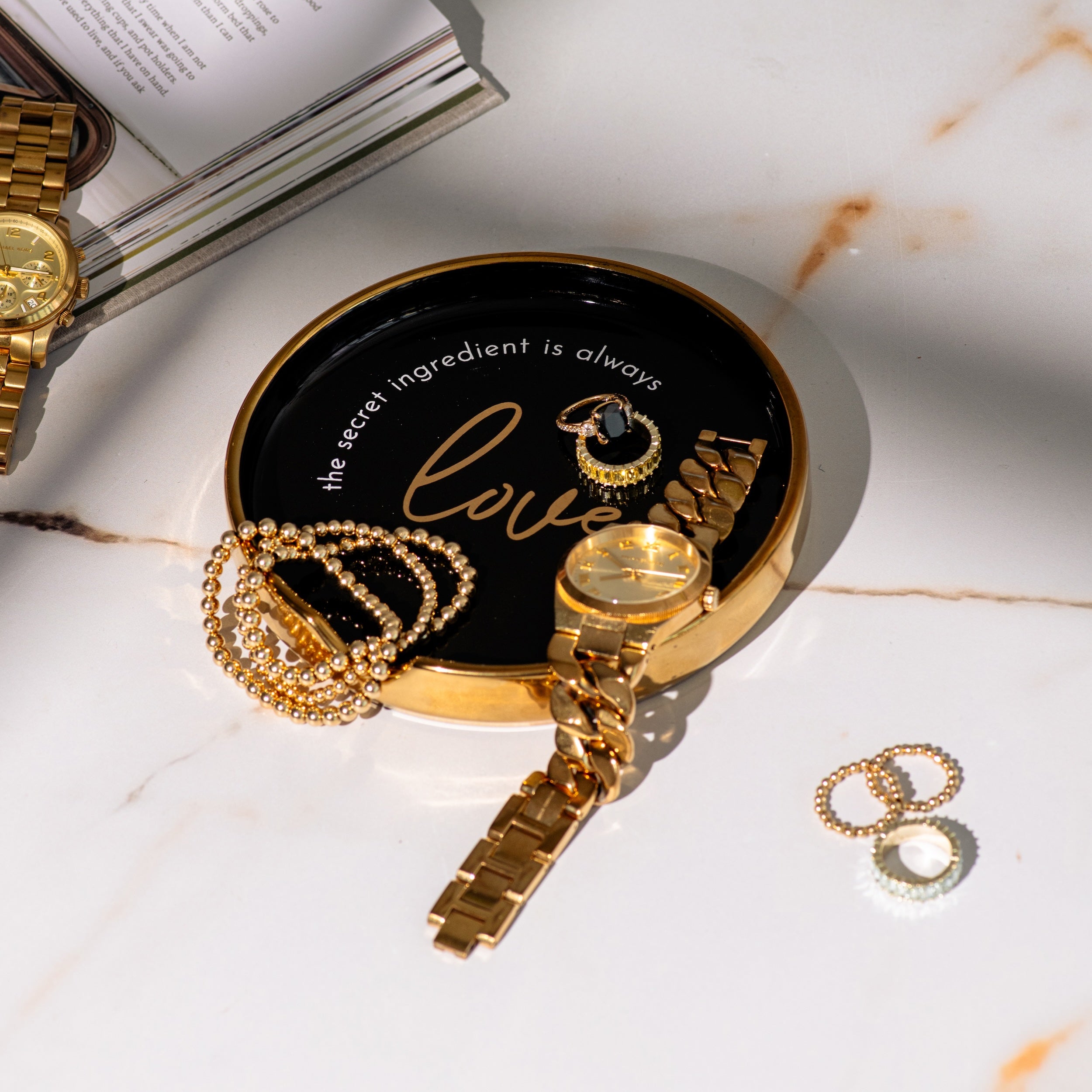 Black and Gold Ceramic Spoon Rest