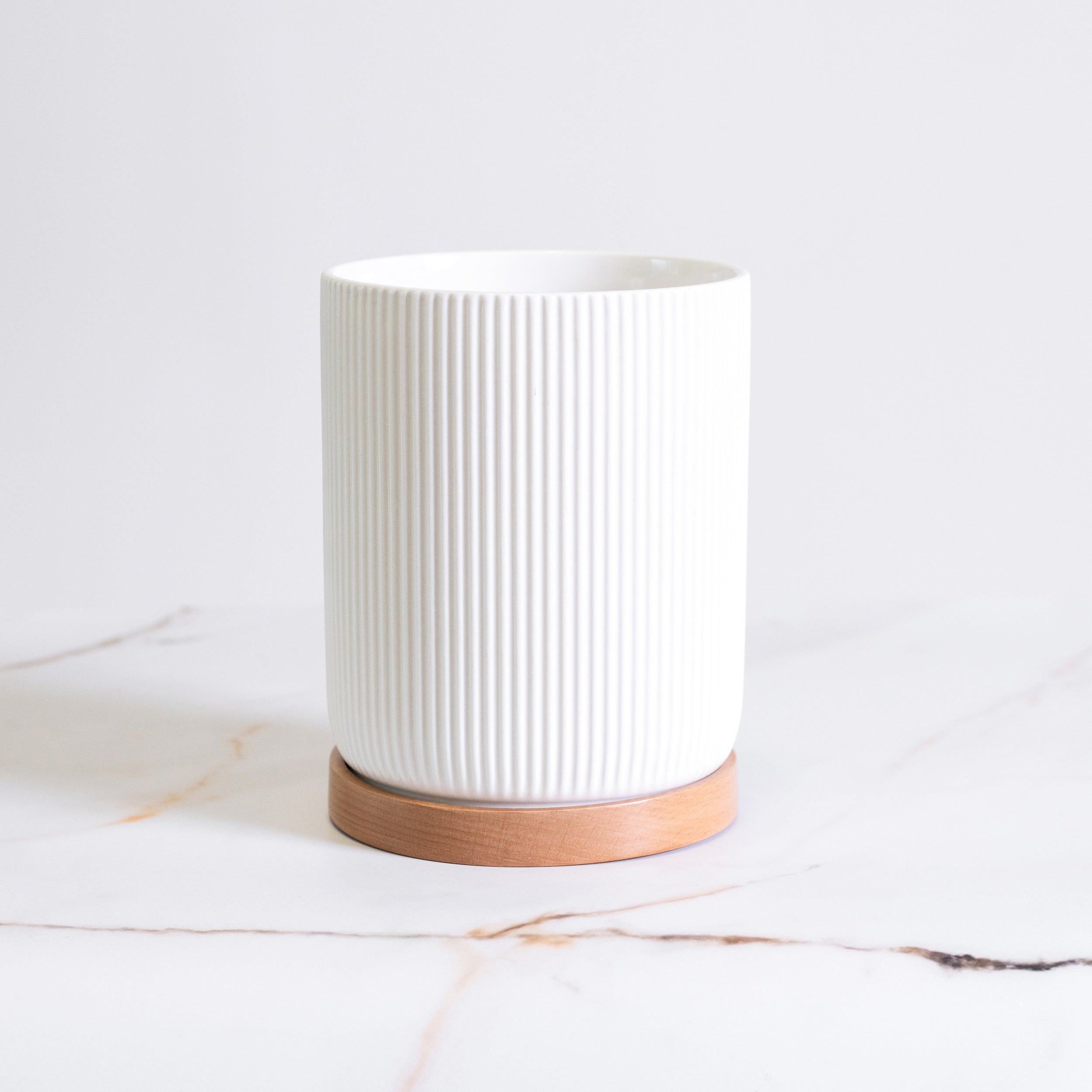 Ceramic and Wood Utensil Holder