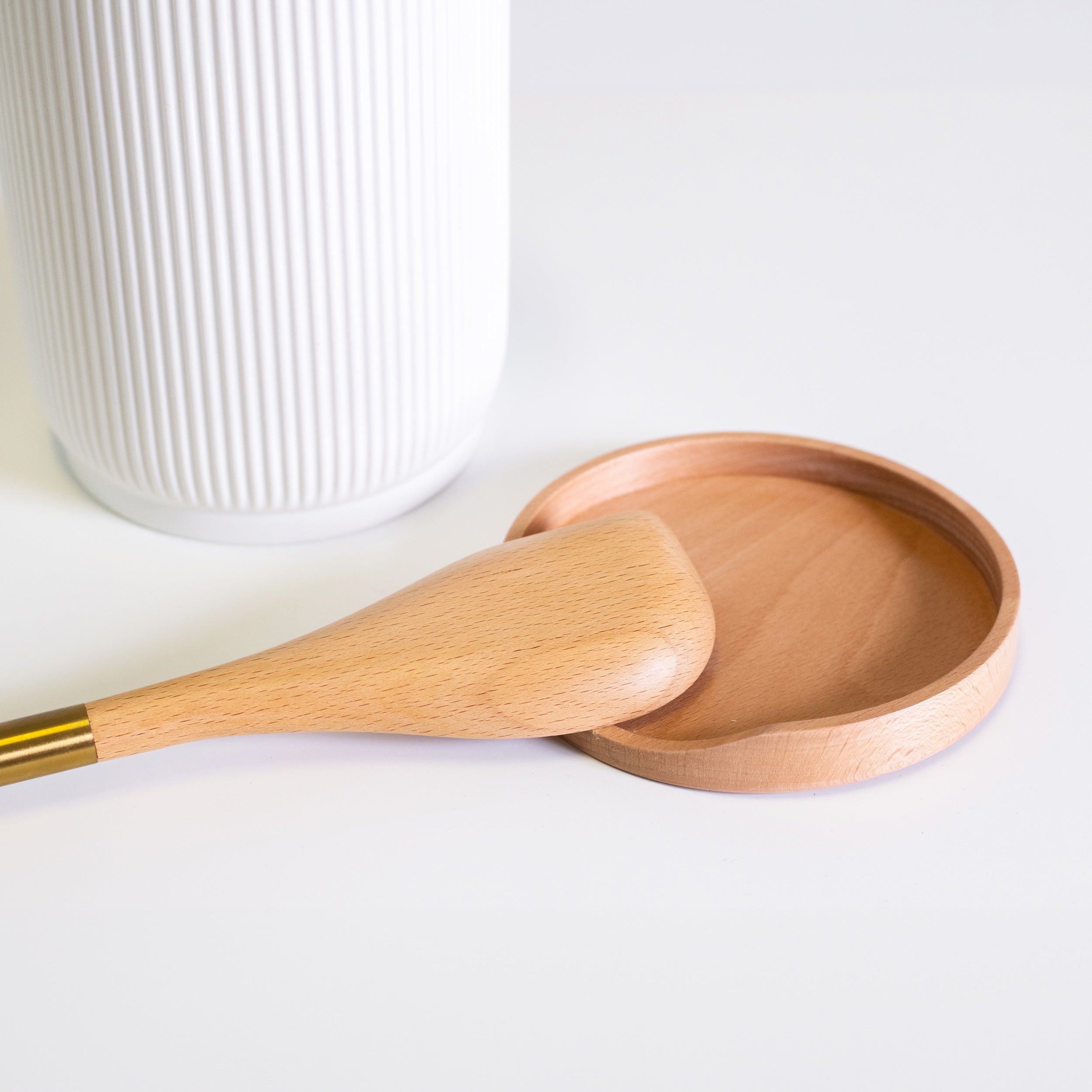 Ceramic and Wood Utensil Holder