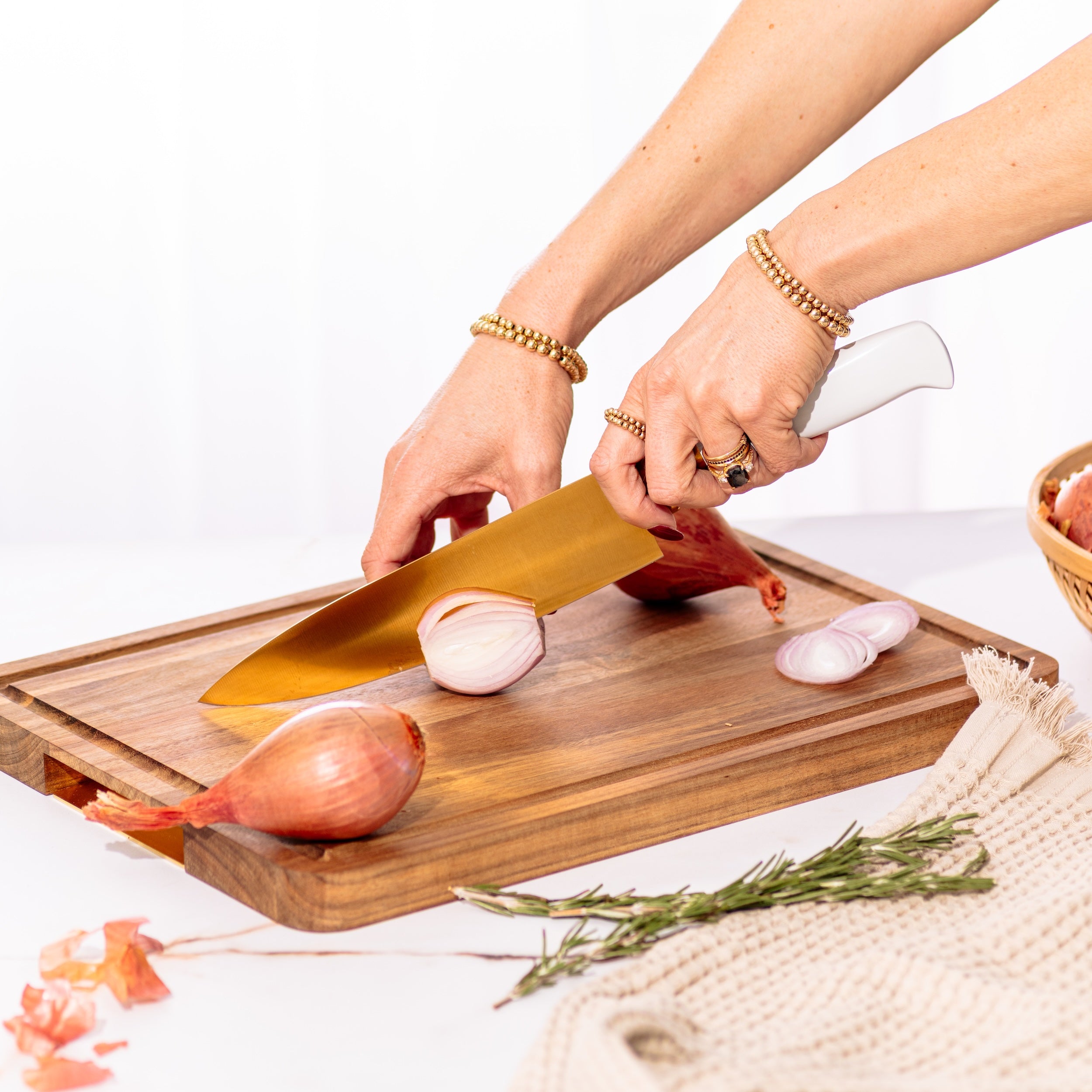 8” White and Gold Chef's Knife