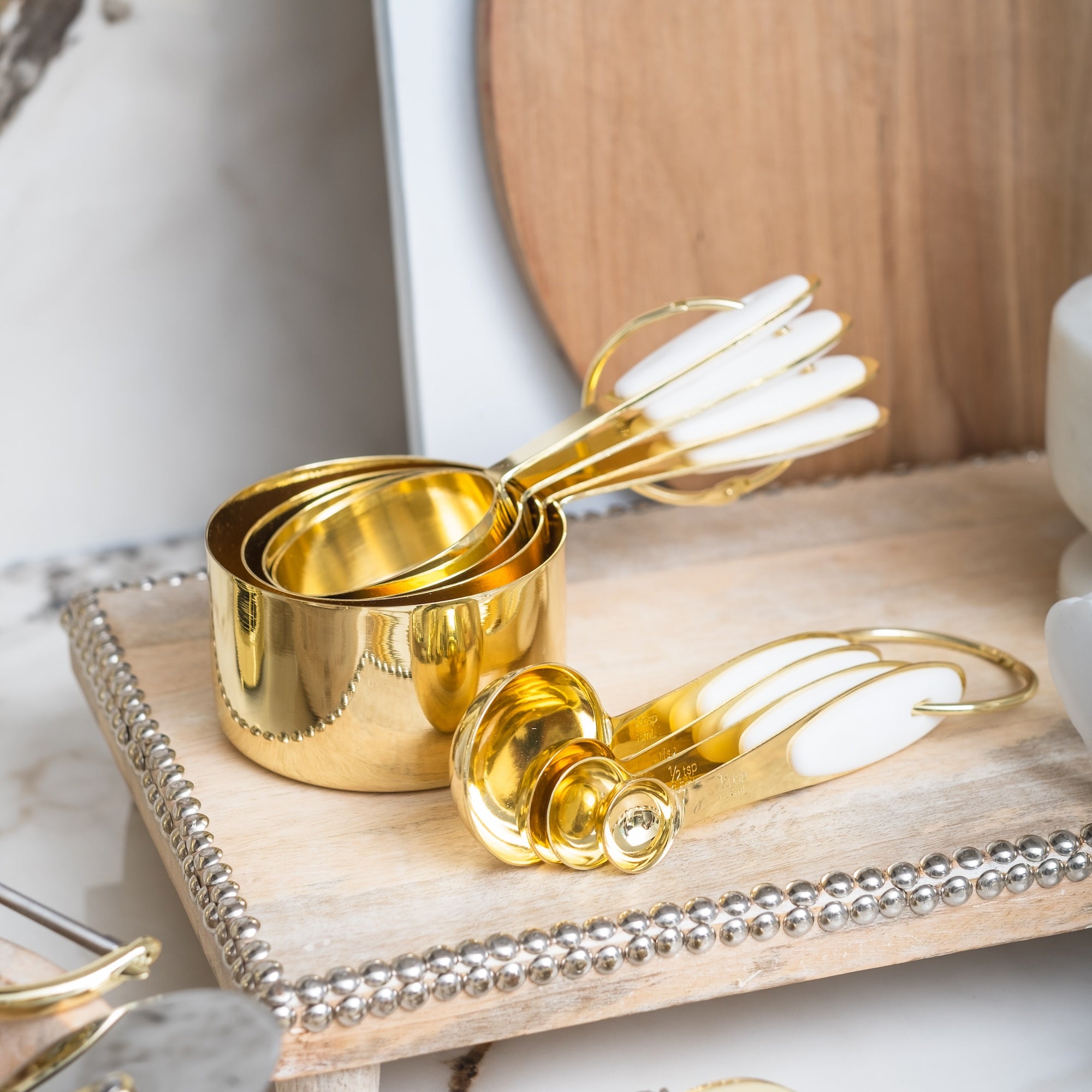 White and Gold Complete Kitchen Utensils Set - Styled Settings