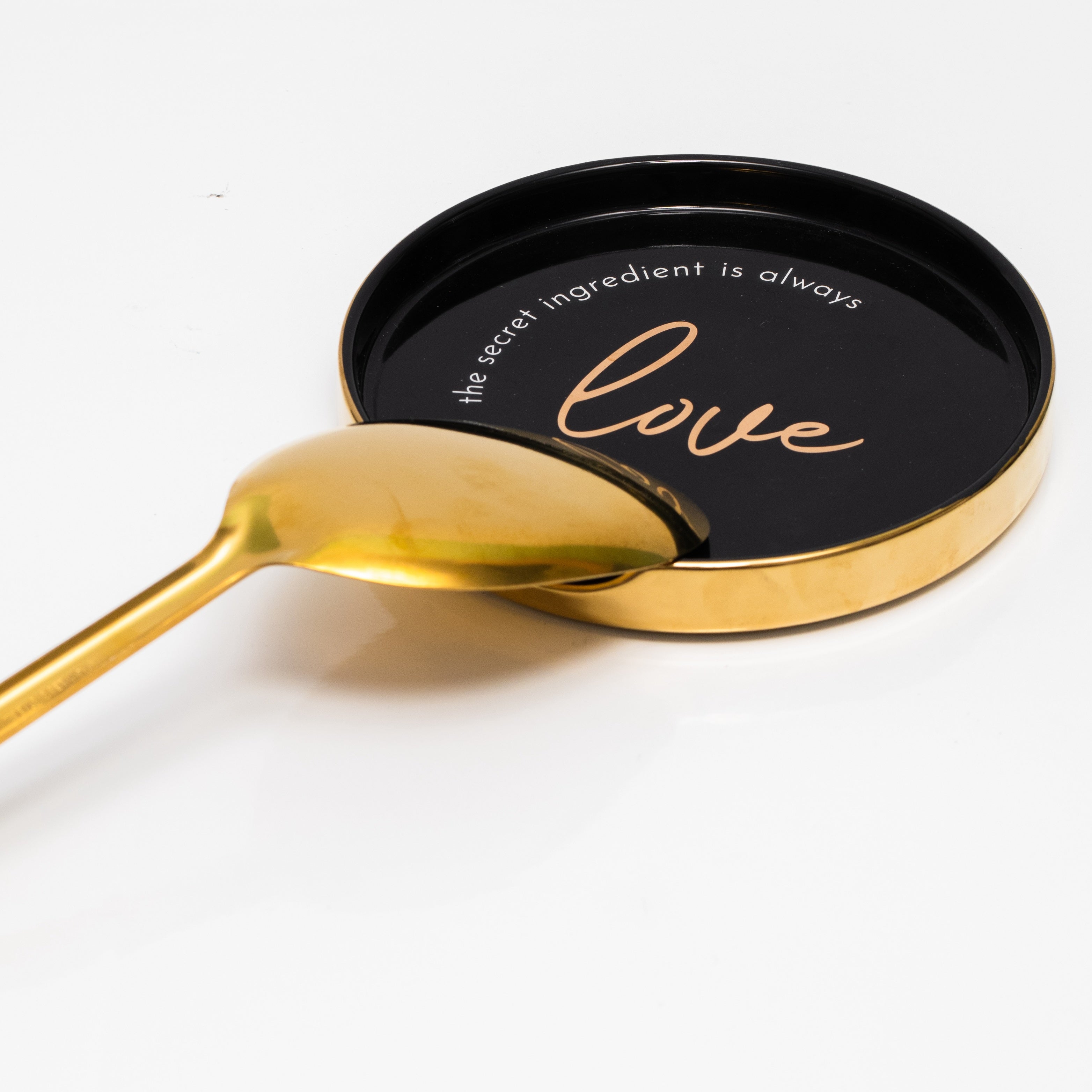Black and Gold Utensil Holder with Built-in Spoon Rest - Styled Settings