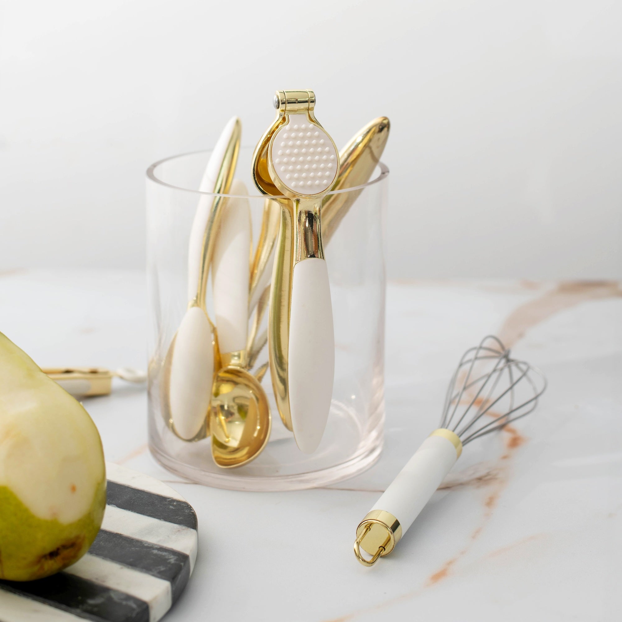 White and Gold Complete Kitchen Utensils Set - Styled Settings