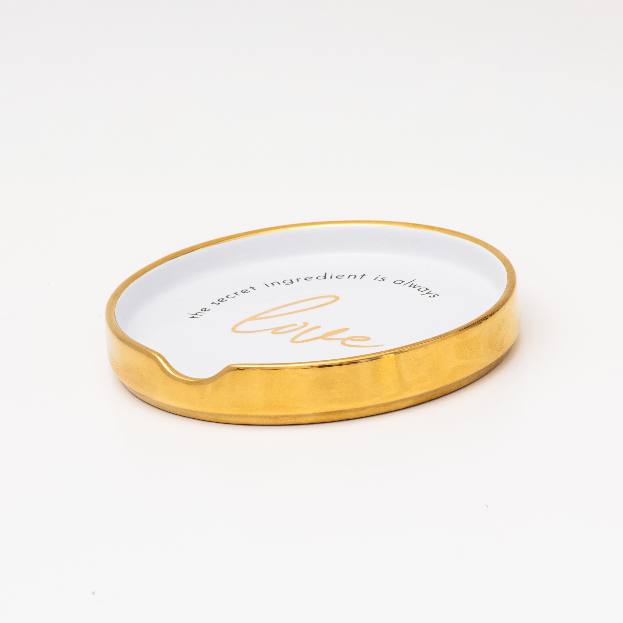 White and Gold Ceramic Spoon Rest