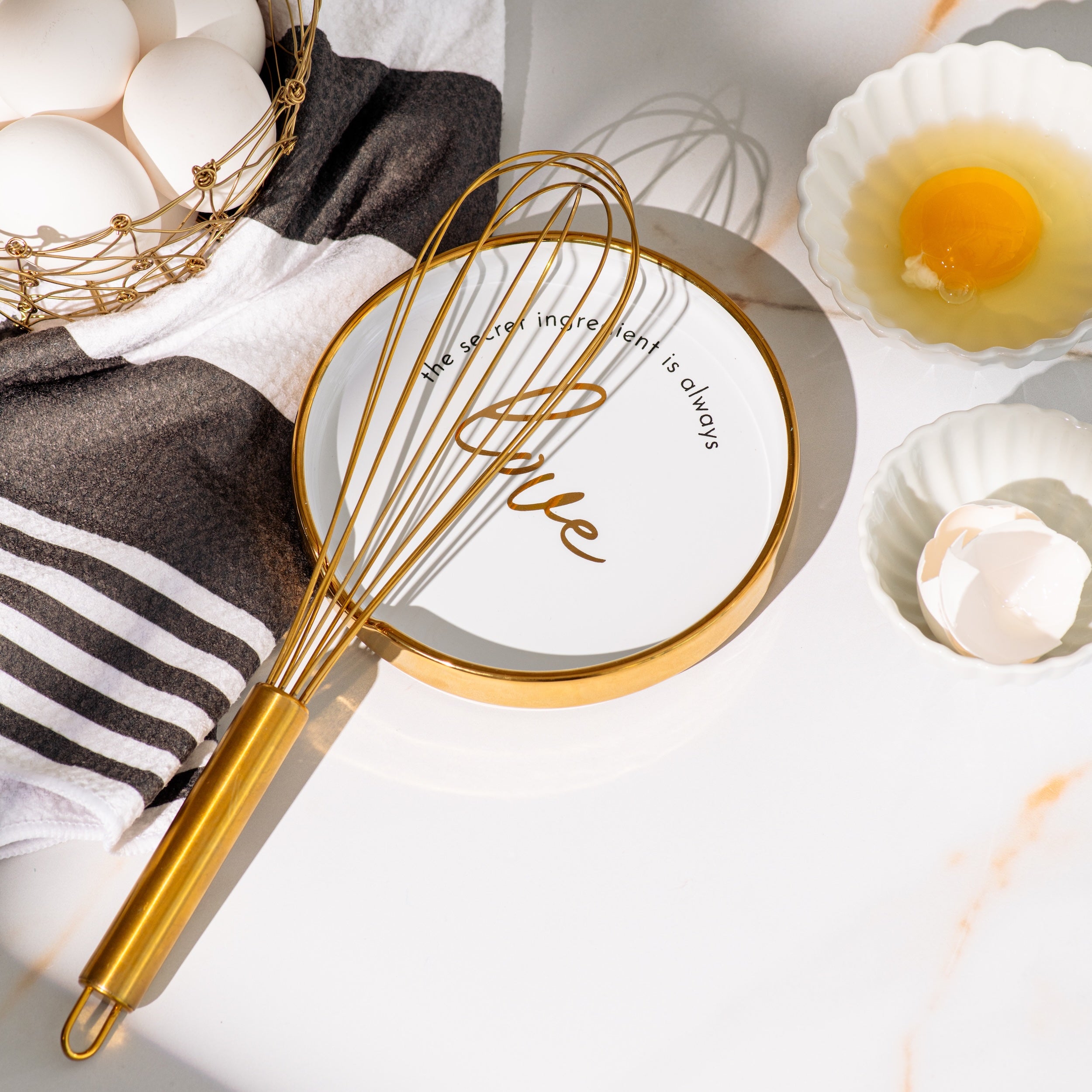 White and Gold Ceramic Spoon Rest
