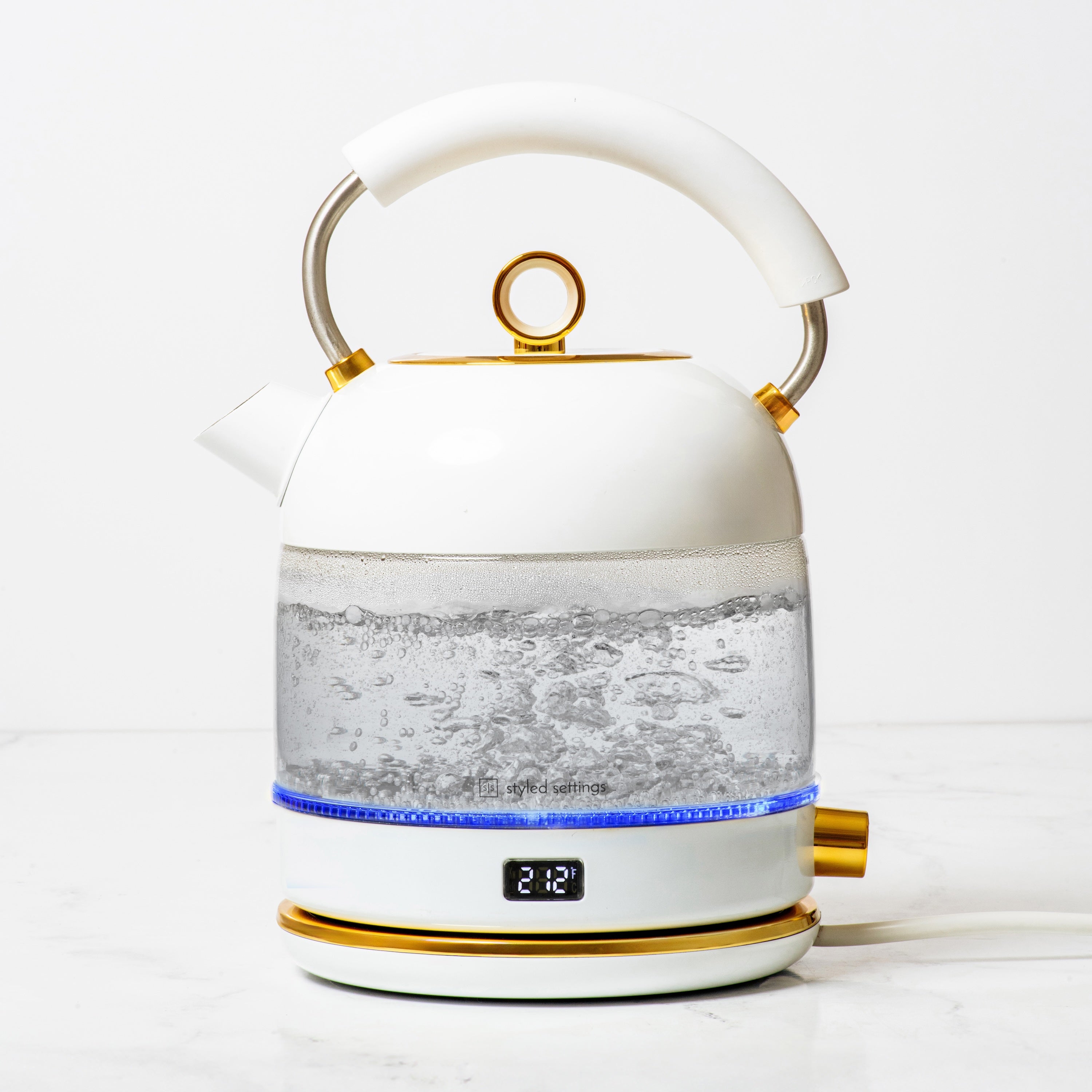 White and Gold Electric Kettle