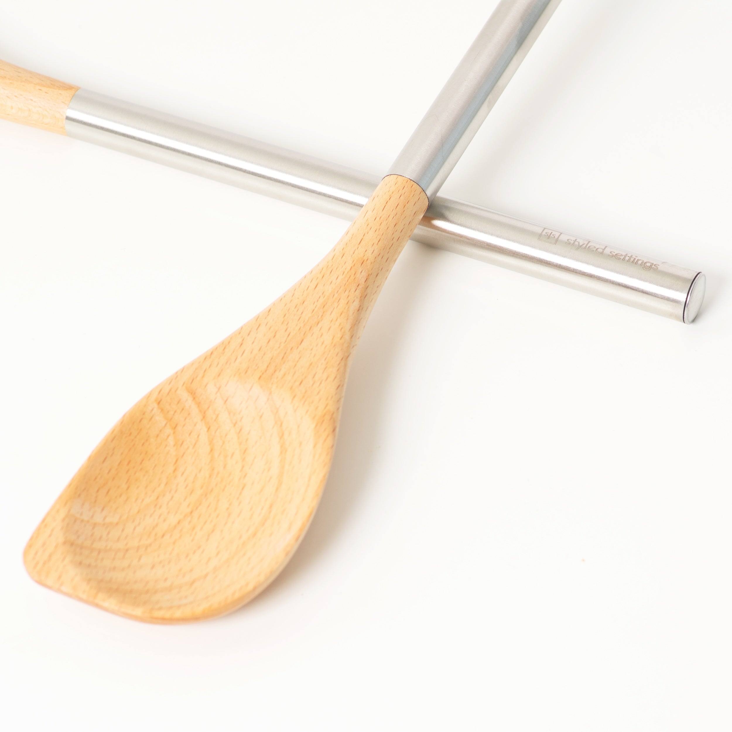 Wood & Silver Utensils Set