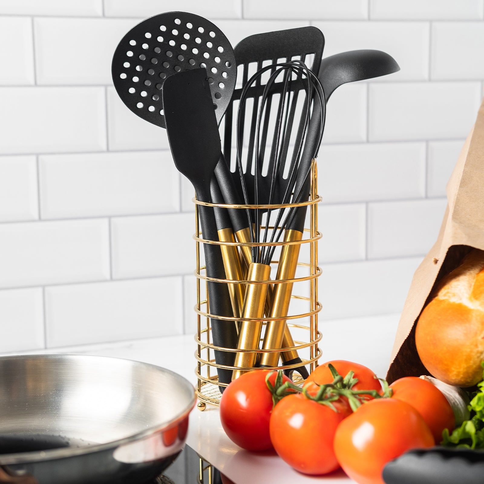 Black and Gold Nylon Kitchen Utensils Set