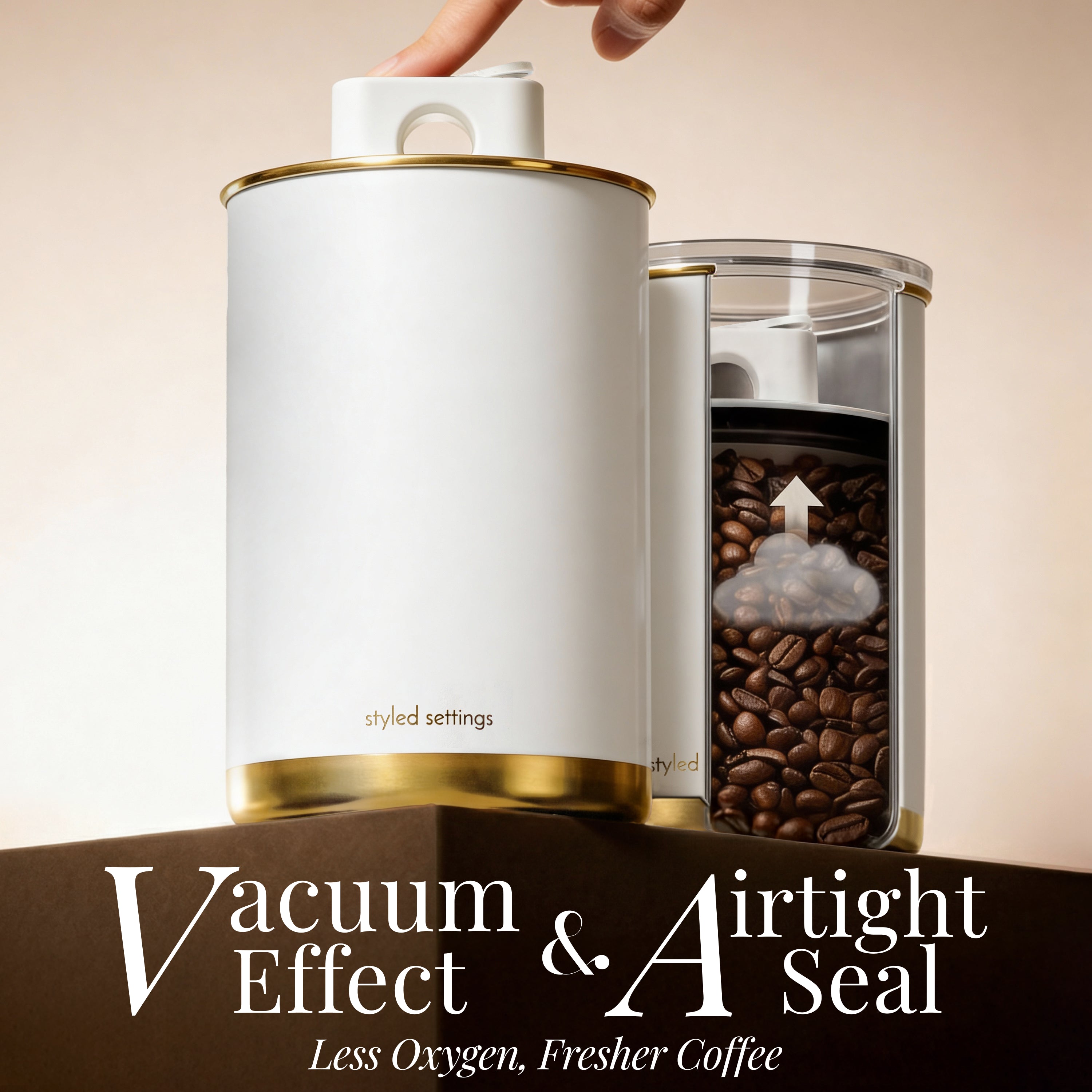 White and Gold Coffee Canister