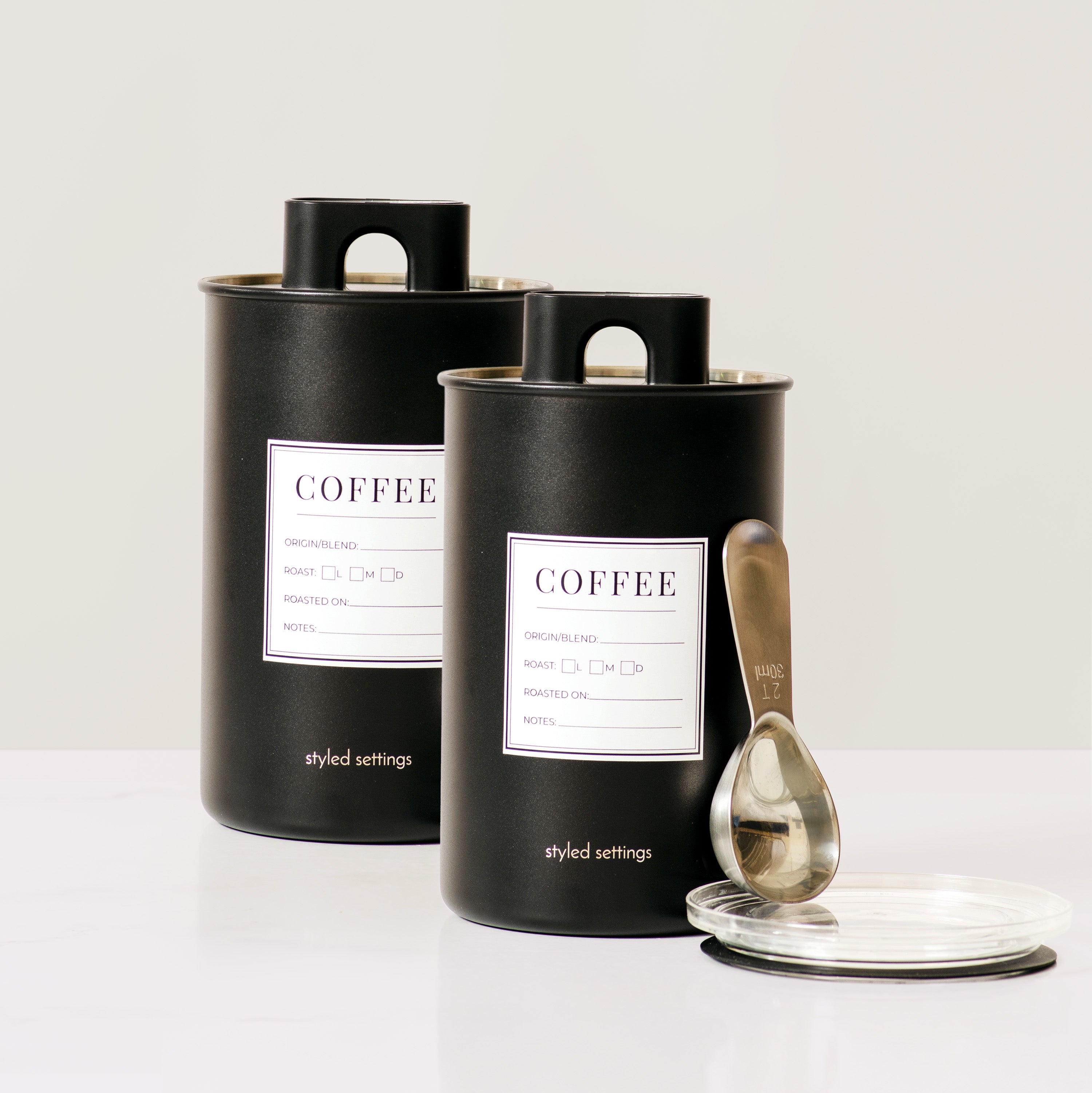 Black Coffee Canisters (Set of 2)