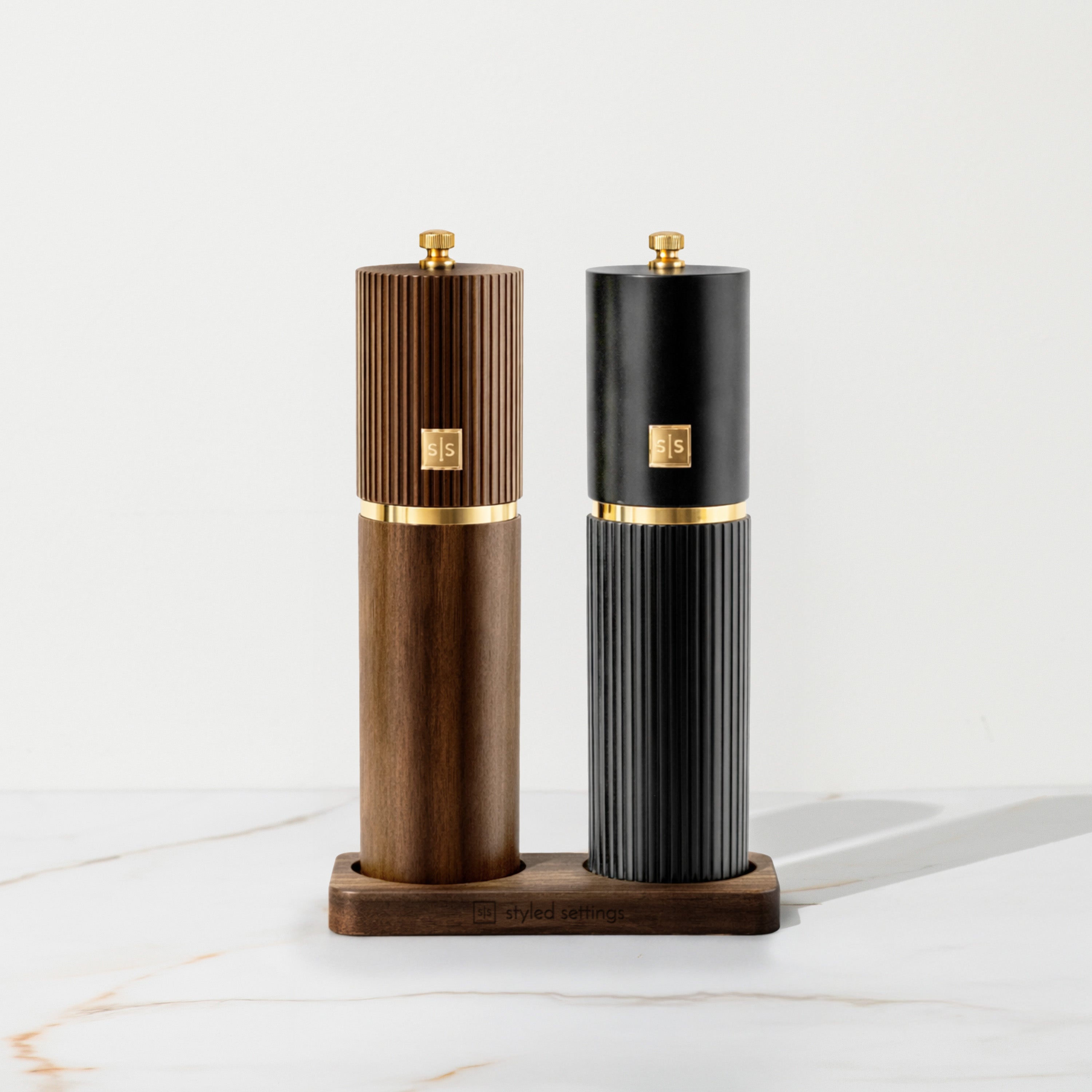 Acacia and Black Salt and Pepper Mill Set