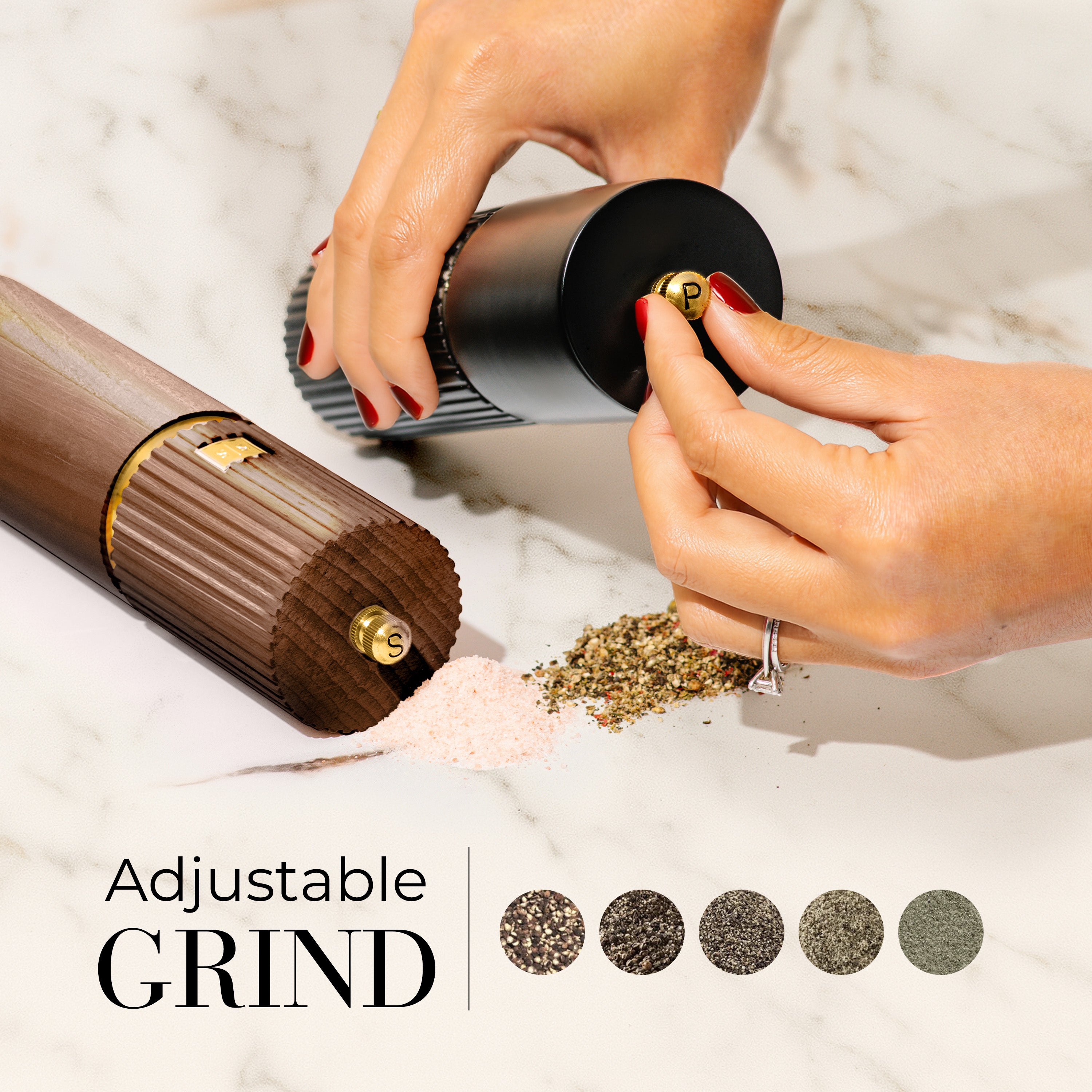 Acacia and Black Salt and Pepper Mill Set