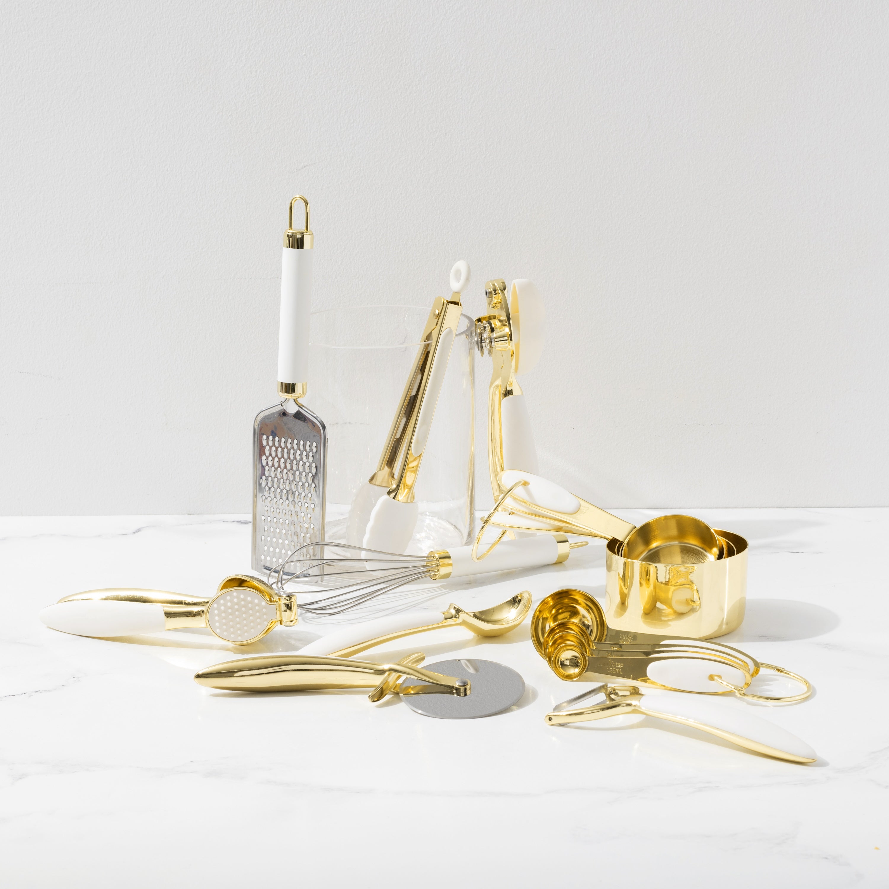White and Gold Kitchen Tools Set - Styled Settings