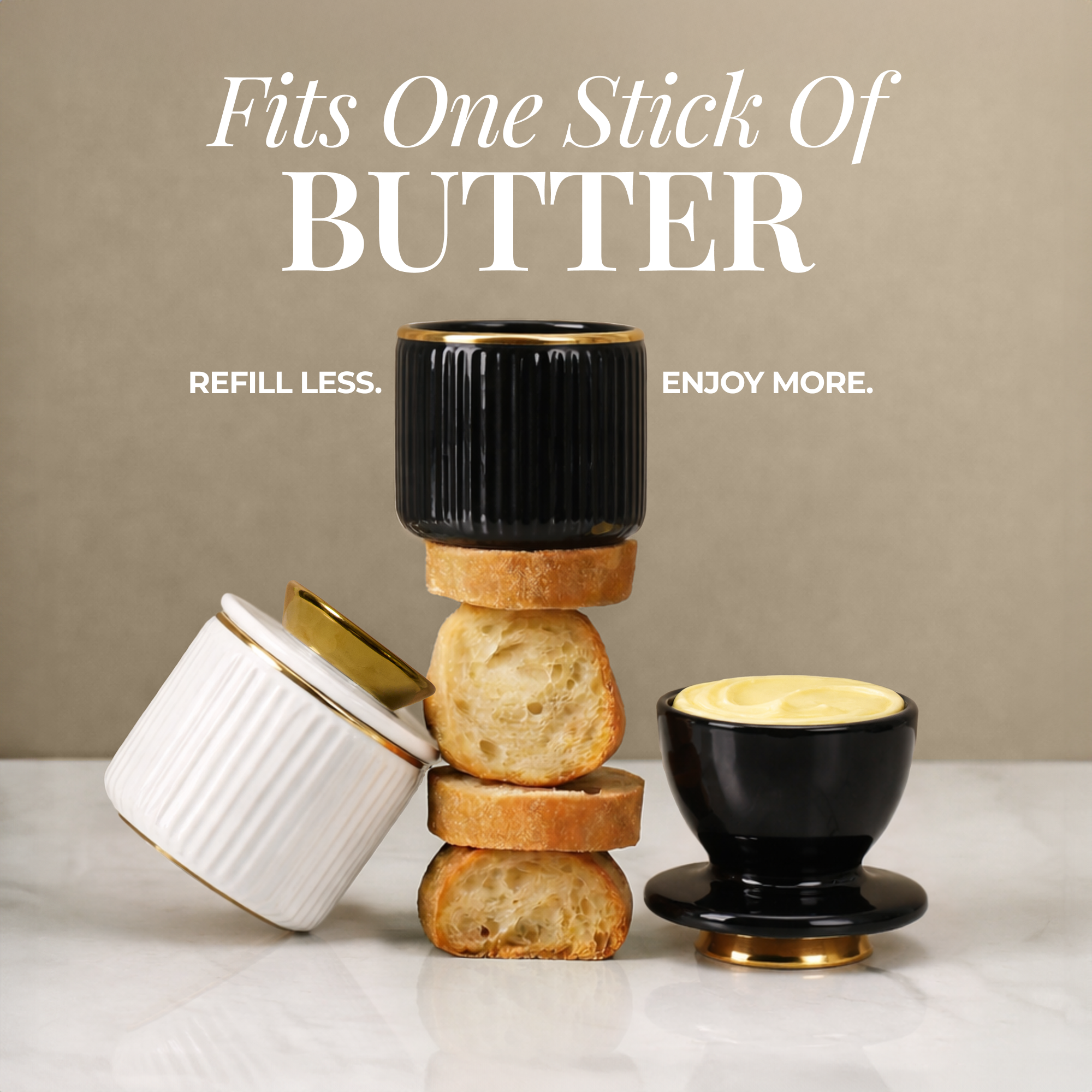 Black and Gold French Butter Crock