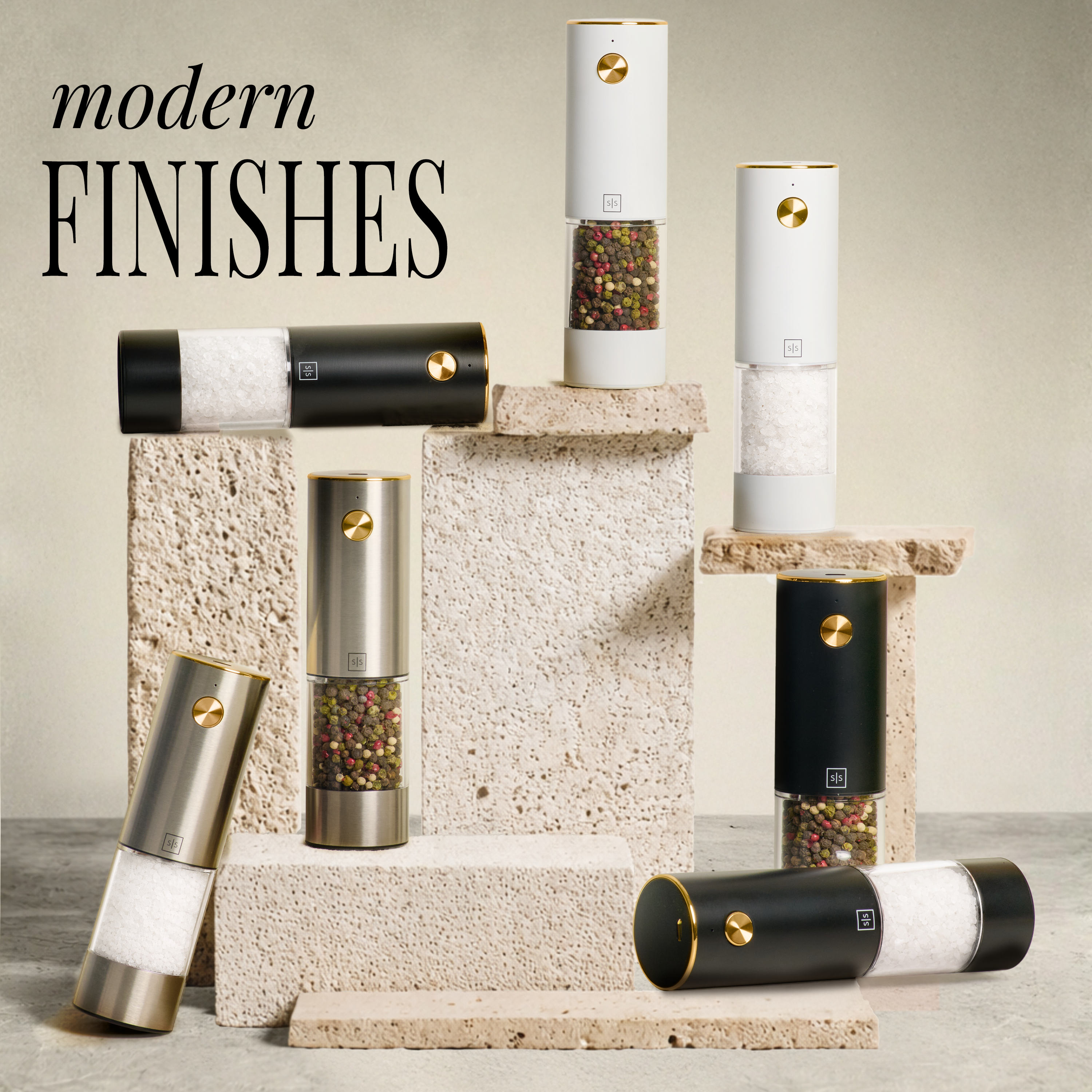 White Rechargeable Electric Salt and Pepper Mill Set