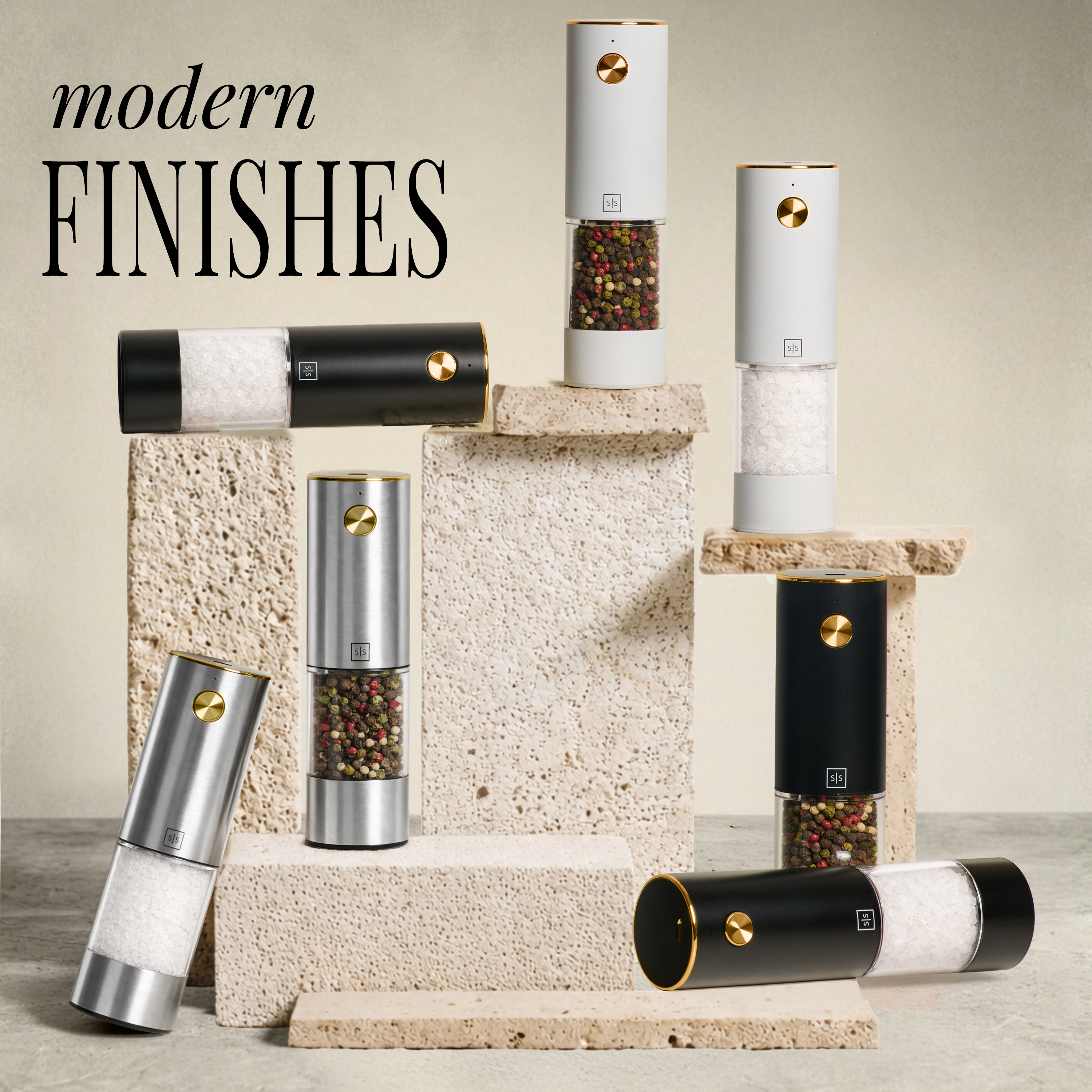 Silver Rechargeable Electric Salt and Pepper Mill Set