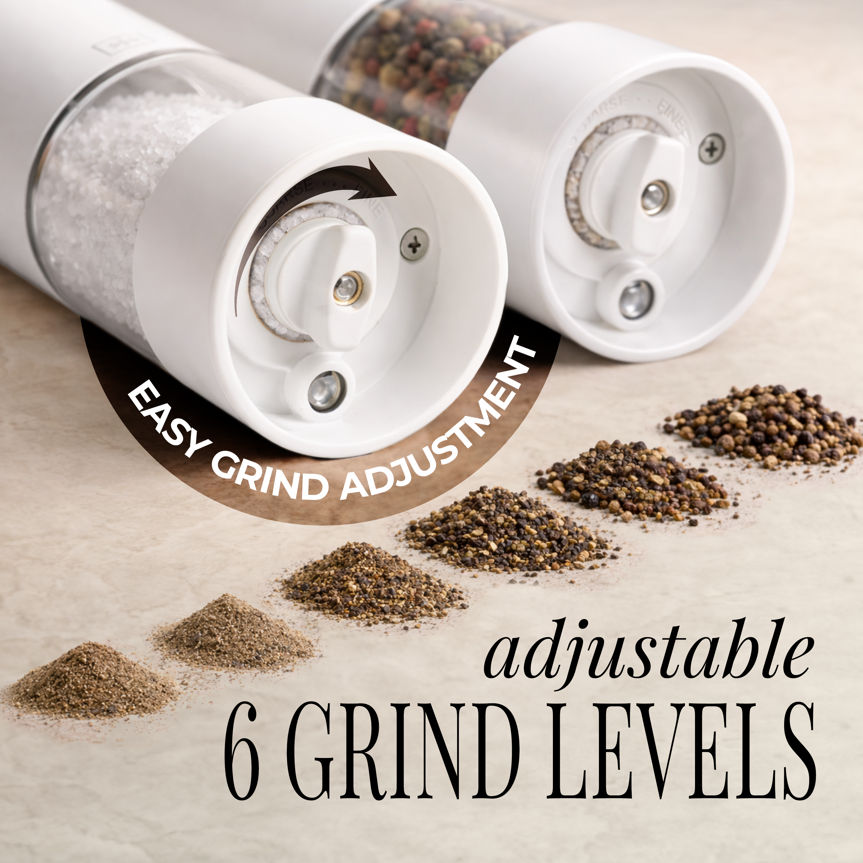 White Rechargeable Electric Salt and Pepper Mill Set