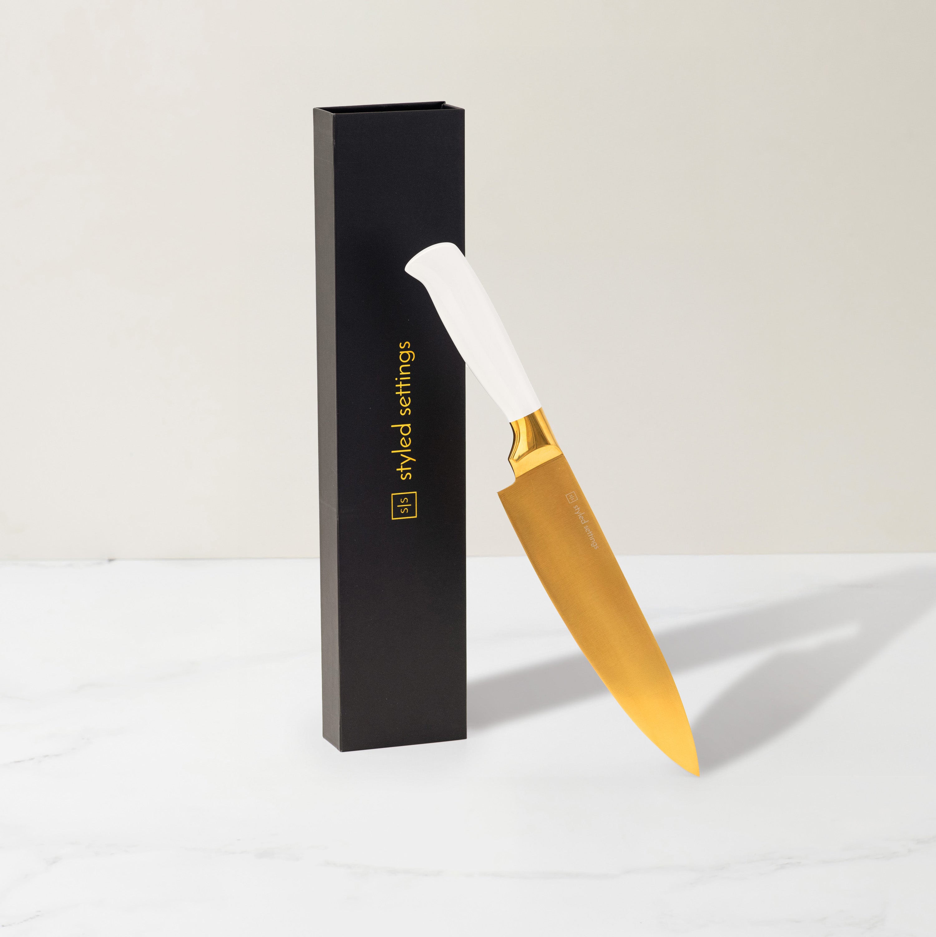 8” White and Gold Chef's Knife
