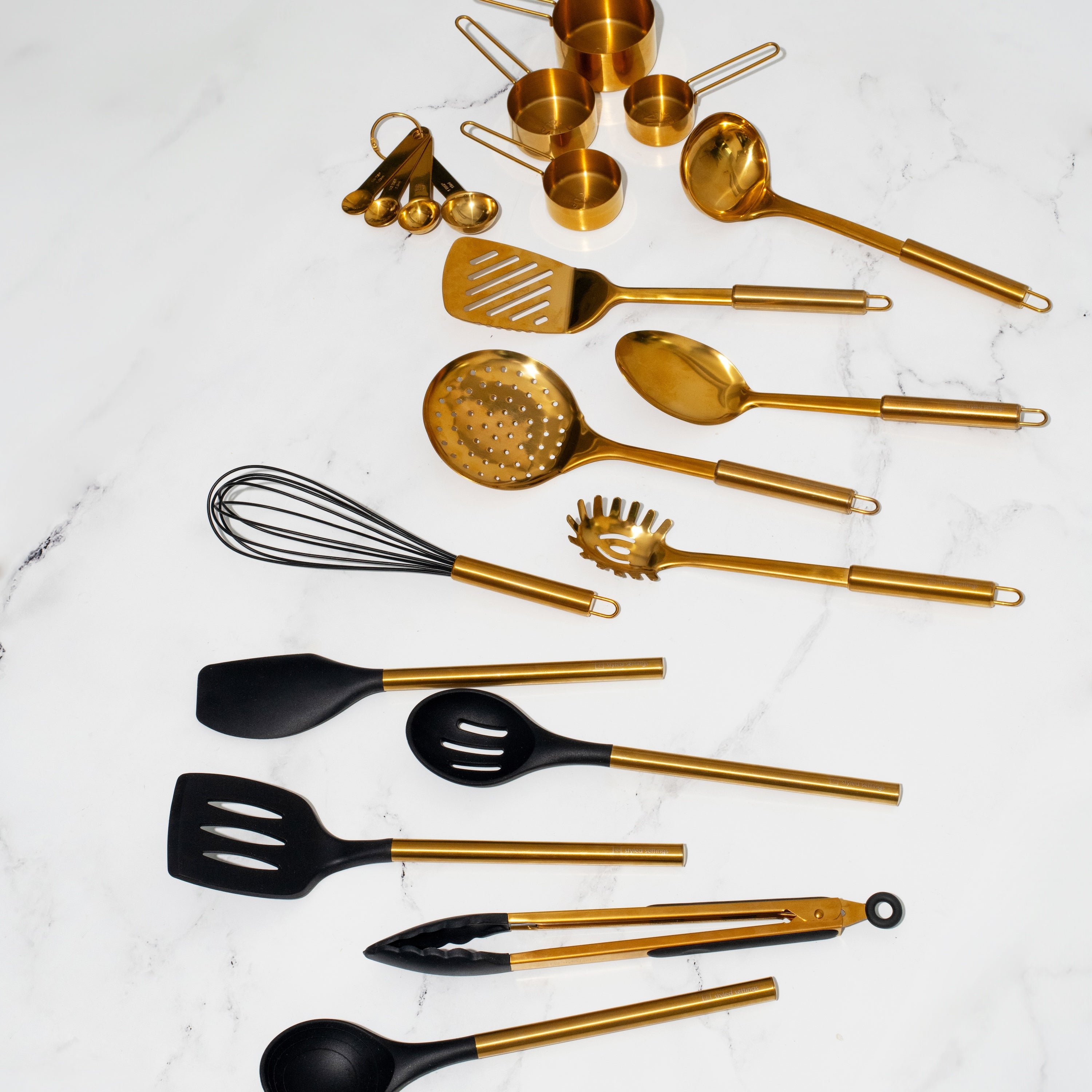 Black and Gold Complete Kitchen Utensils Set - Styled Settings