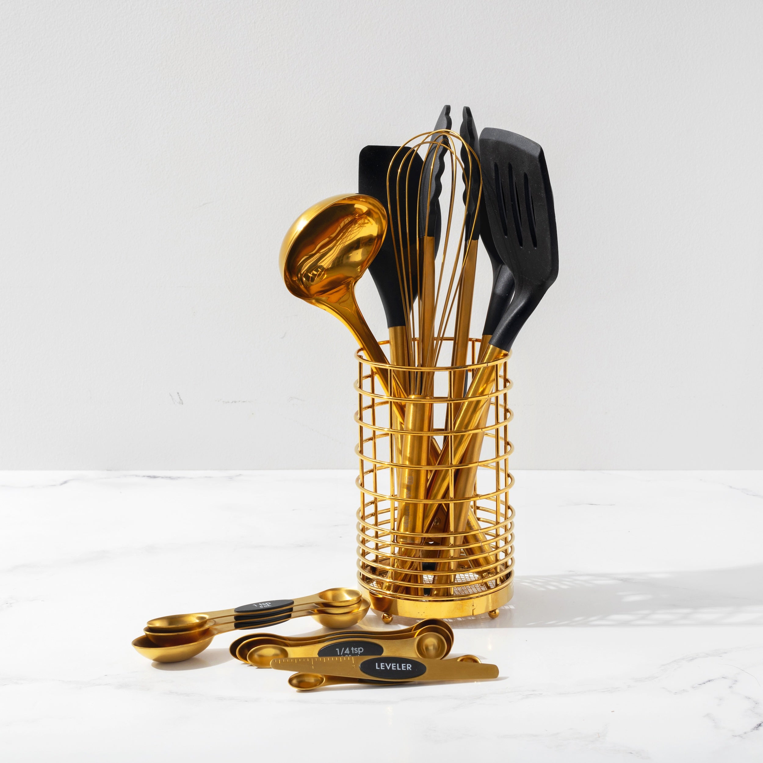 Black and Gold Kitchen Tools Set - Styled Settings