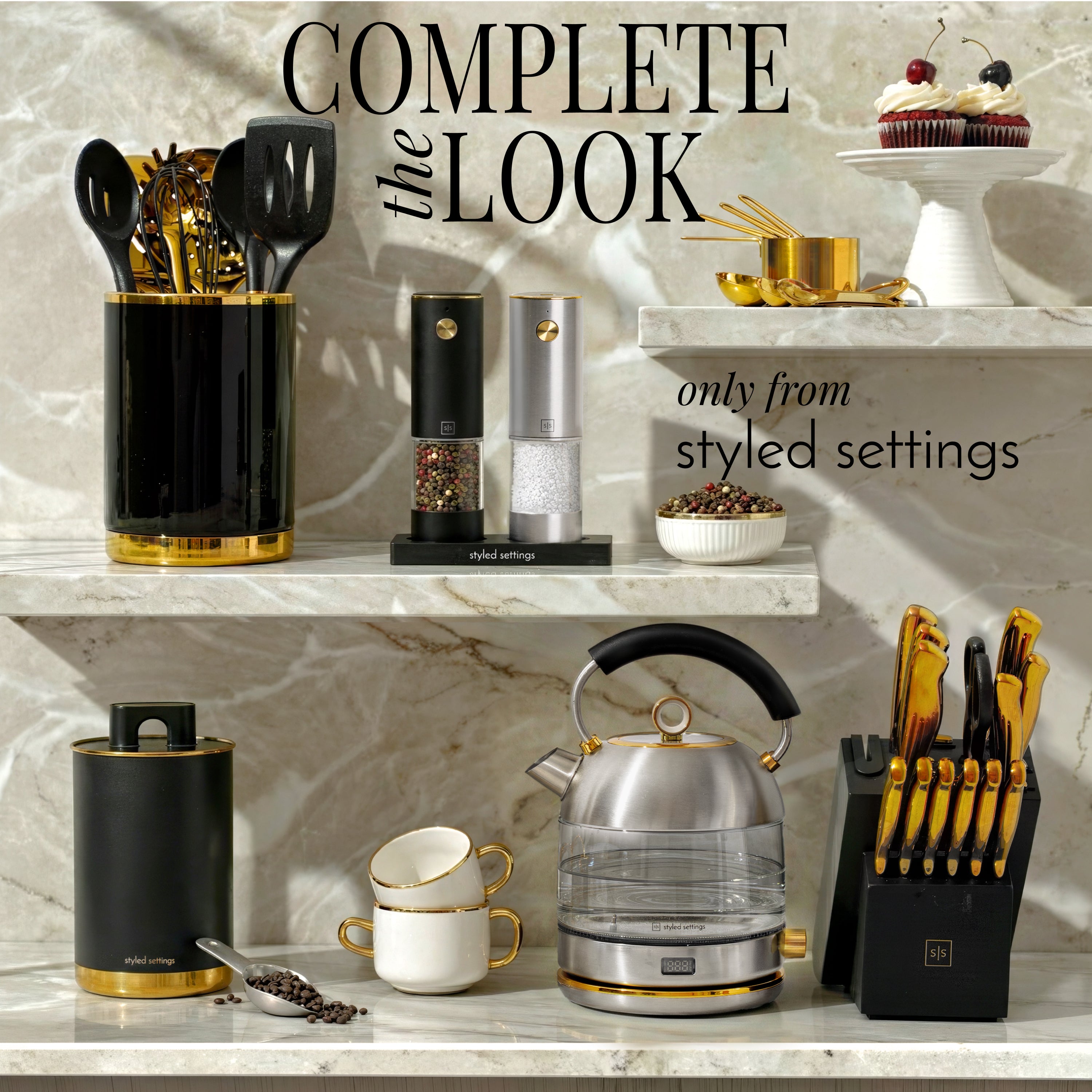 Black and Silver Rechargeable Electric Salt and Pepper Mill Set