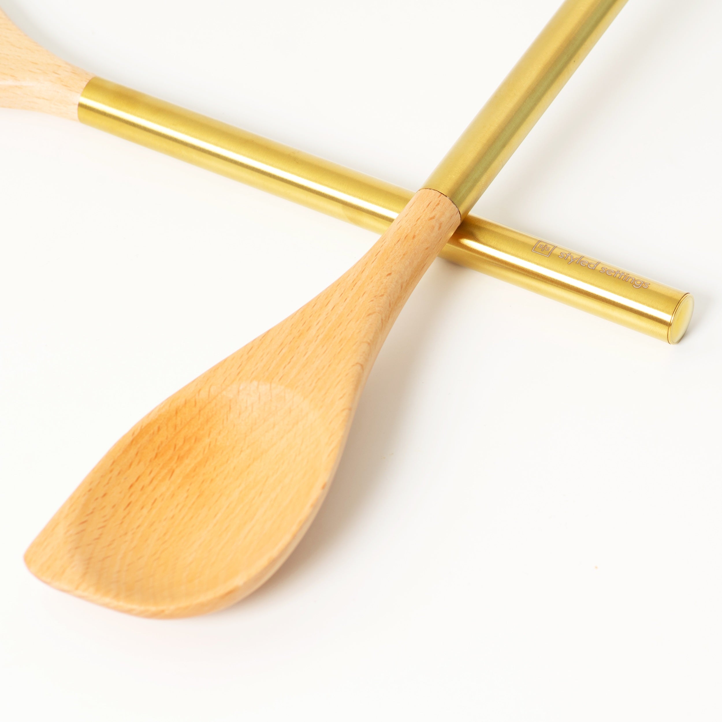 Wood & Gold Utensils Set