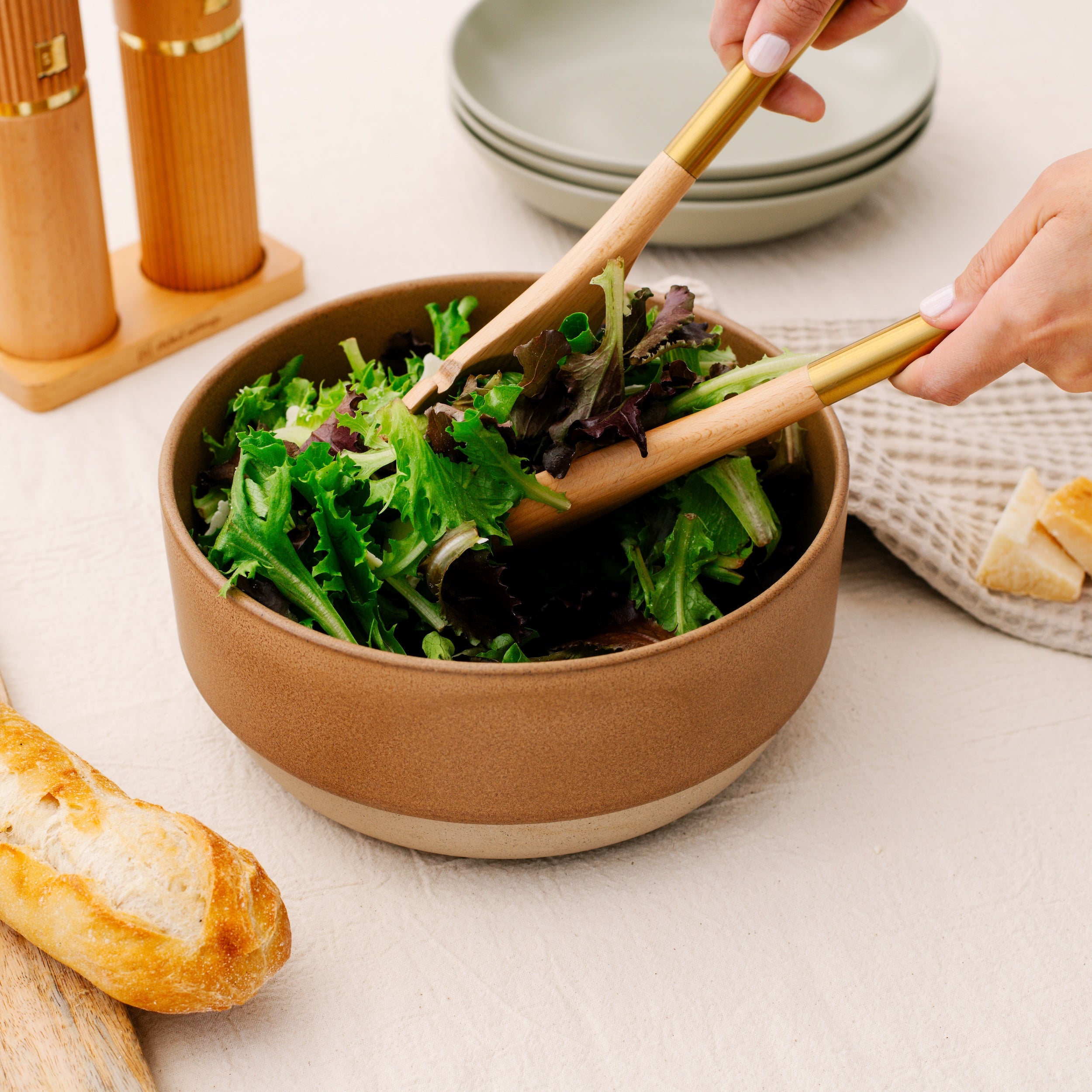 Wood & Gold Utensils Set