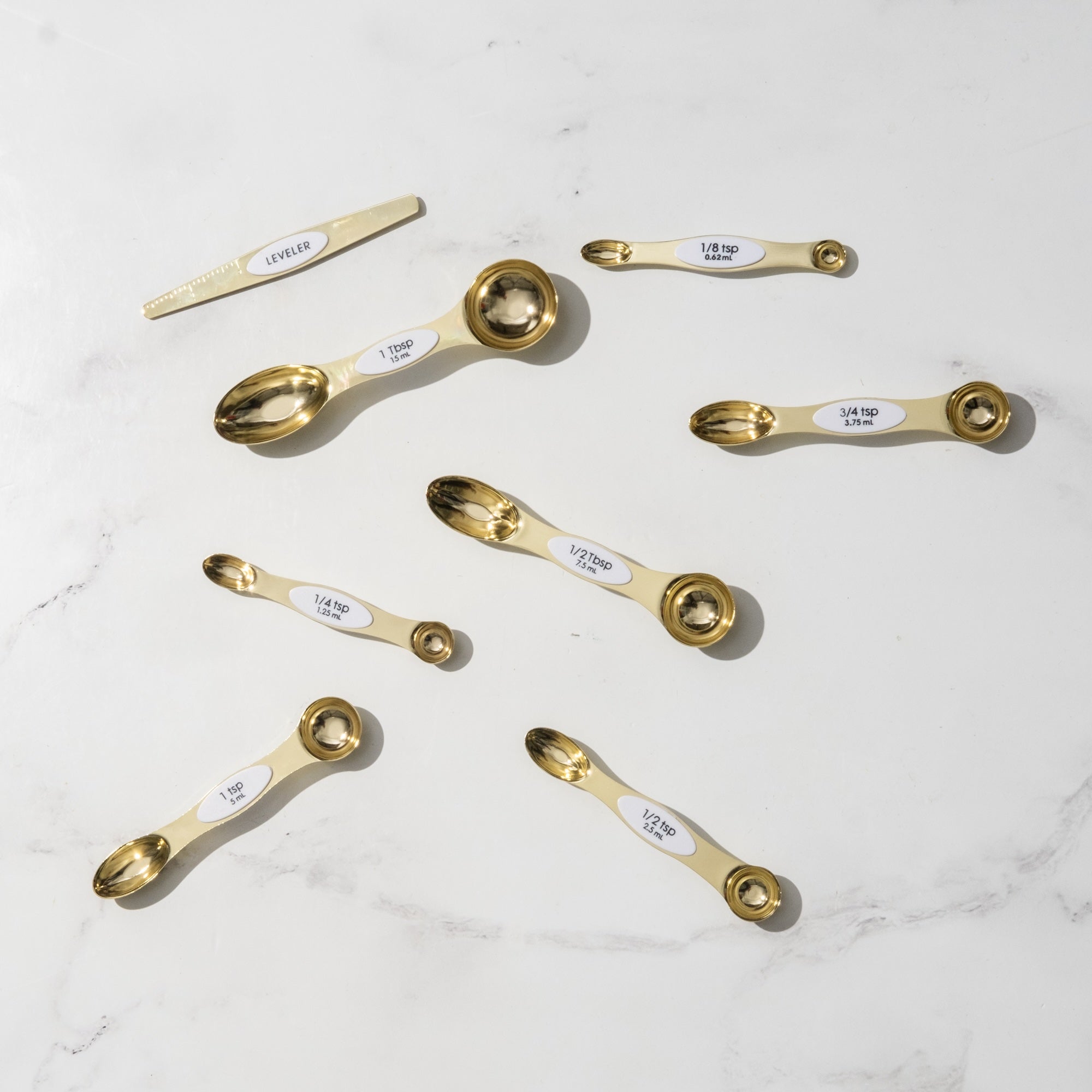 Classic White and Gold Magnetic Measuring Spoons Set - Styled Settings