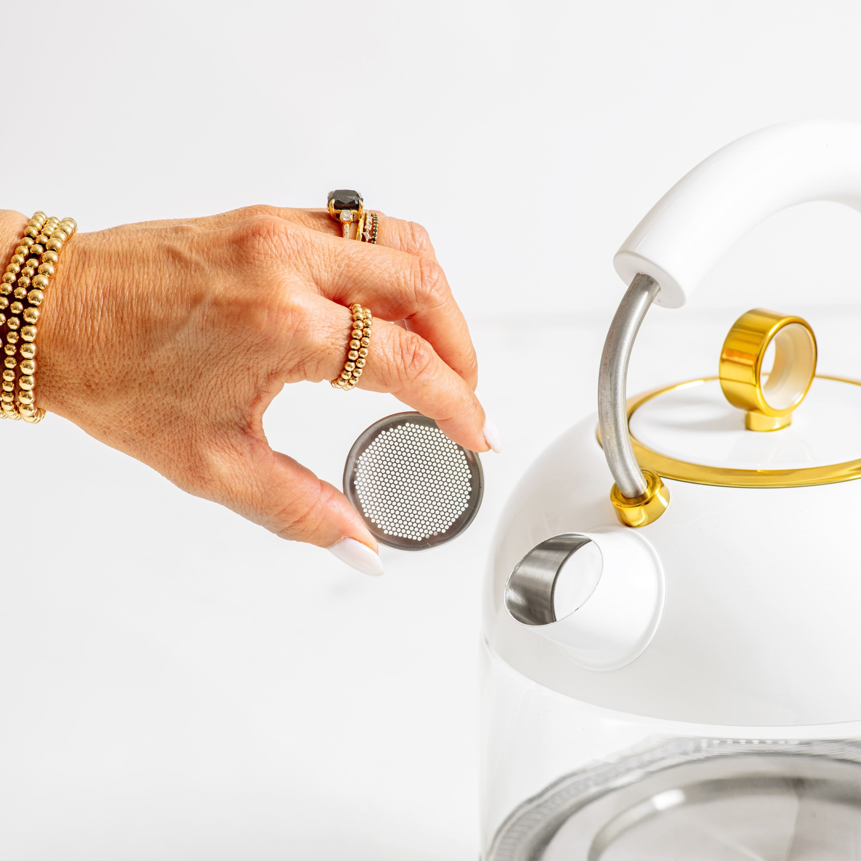 White and Gold Electric Kettle