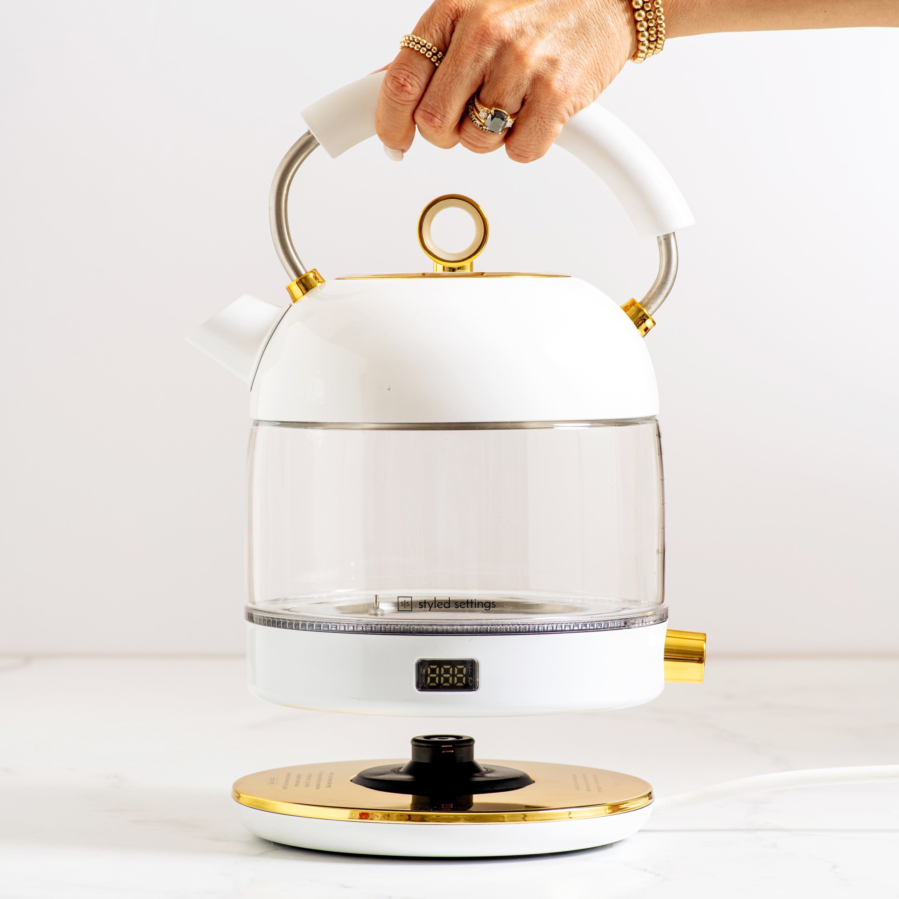White and Gold Electric Kettle